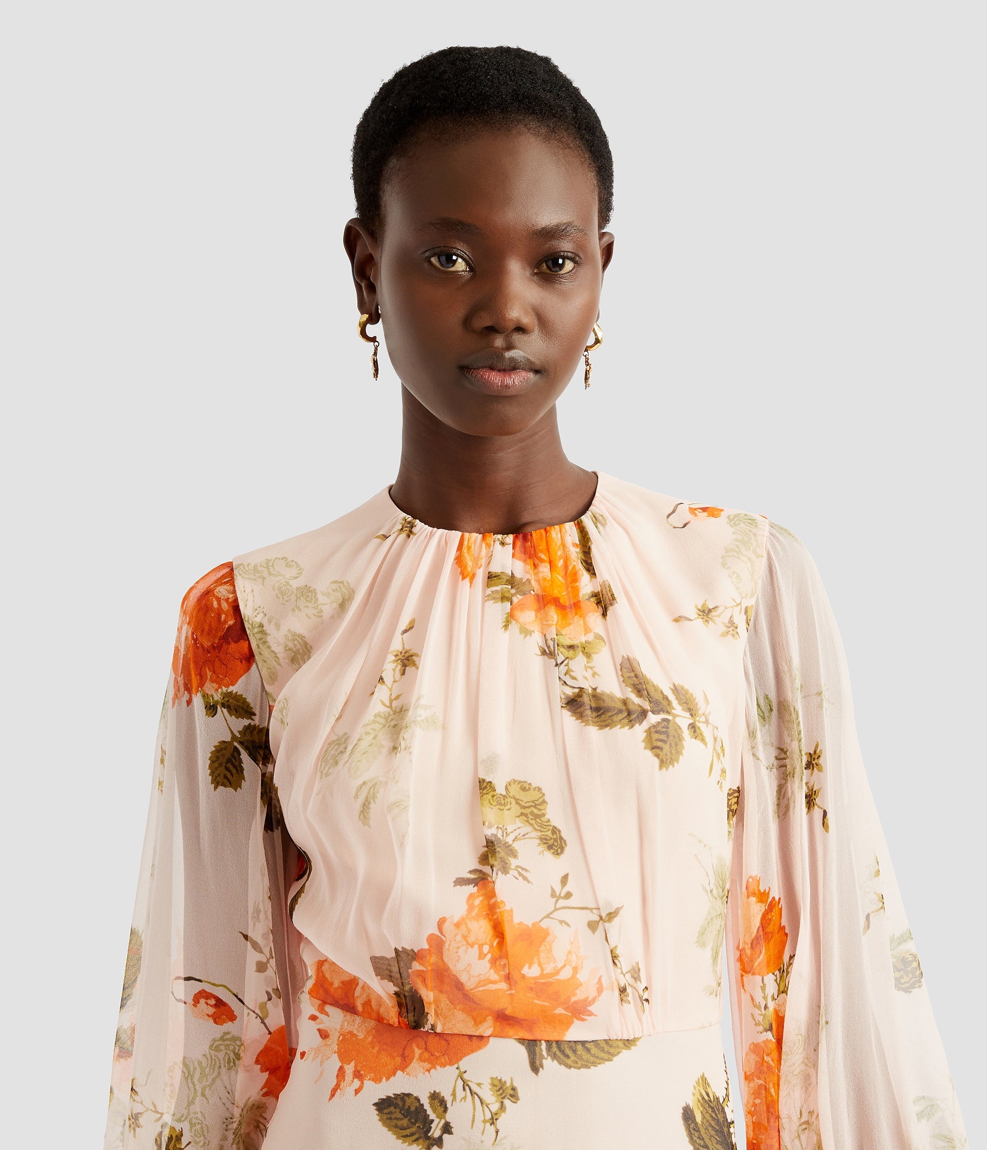 GATHERED NECK MIDI DRESS - 5