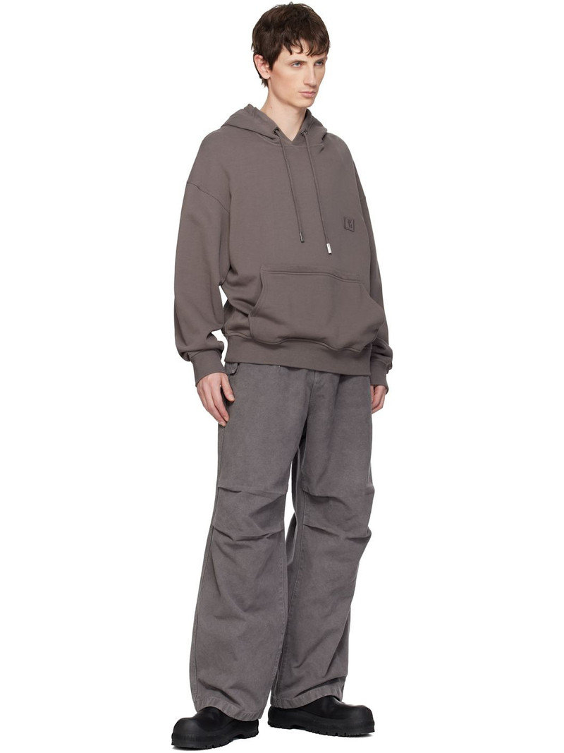 Wooyoungmi Gray Flower Back Logo Hoodie outlook