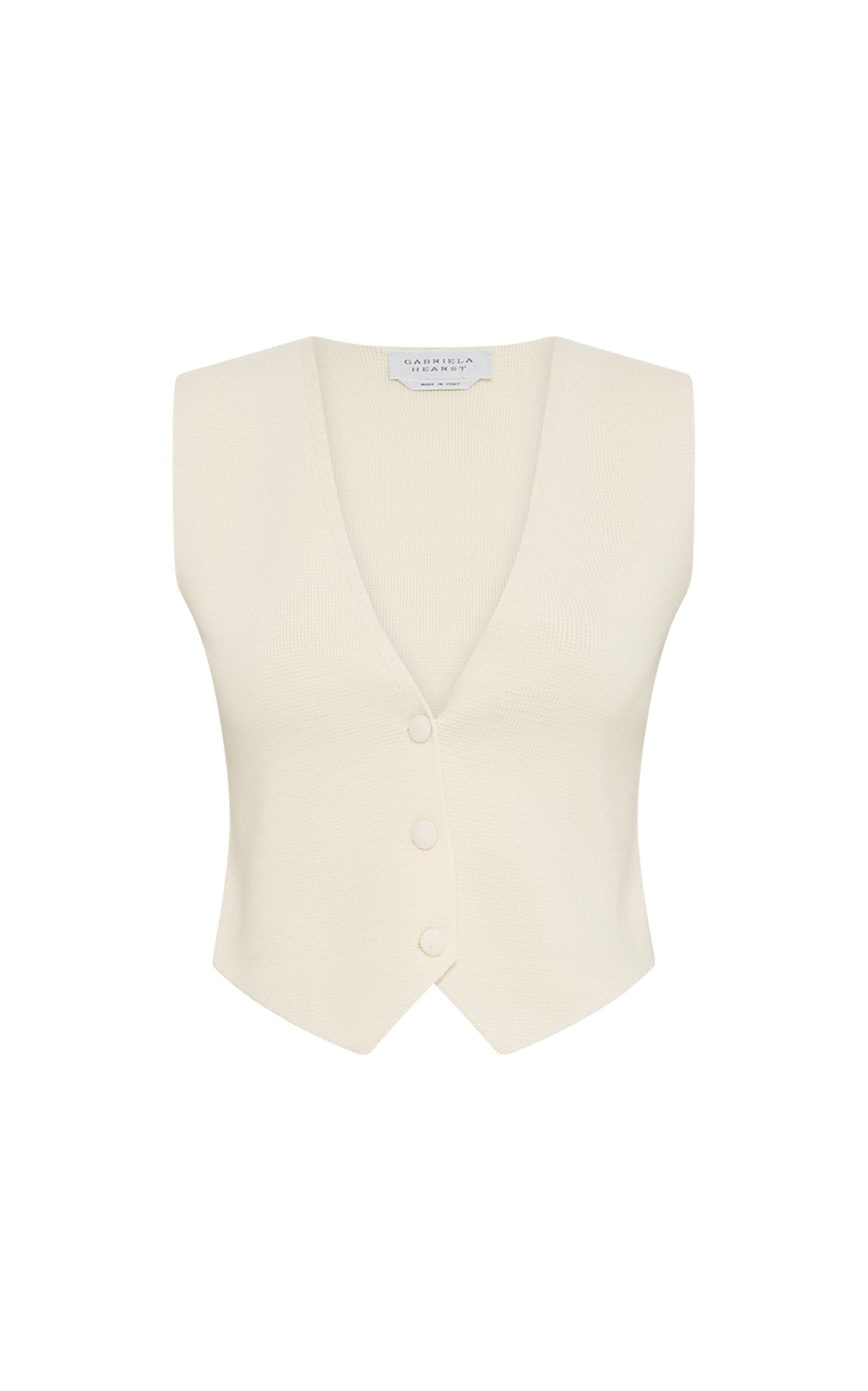 Styx Knit Vest in Ivory Merino Wool Cashmere - 1