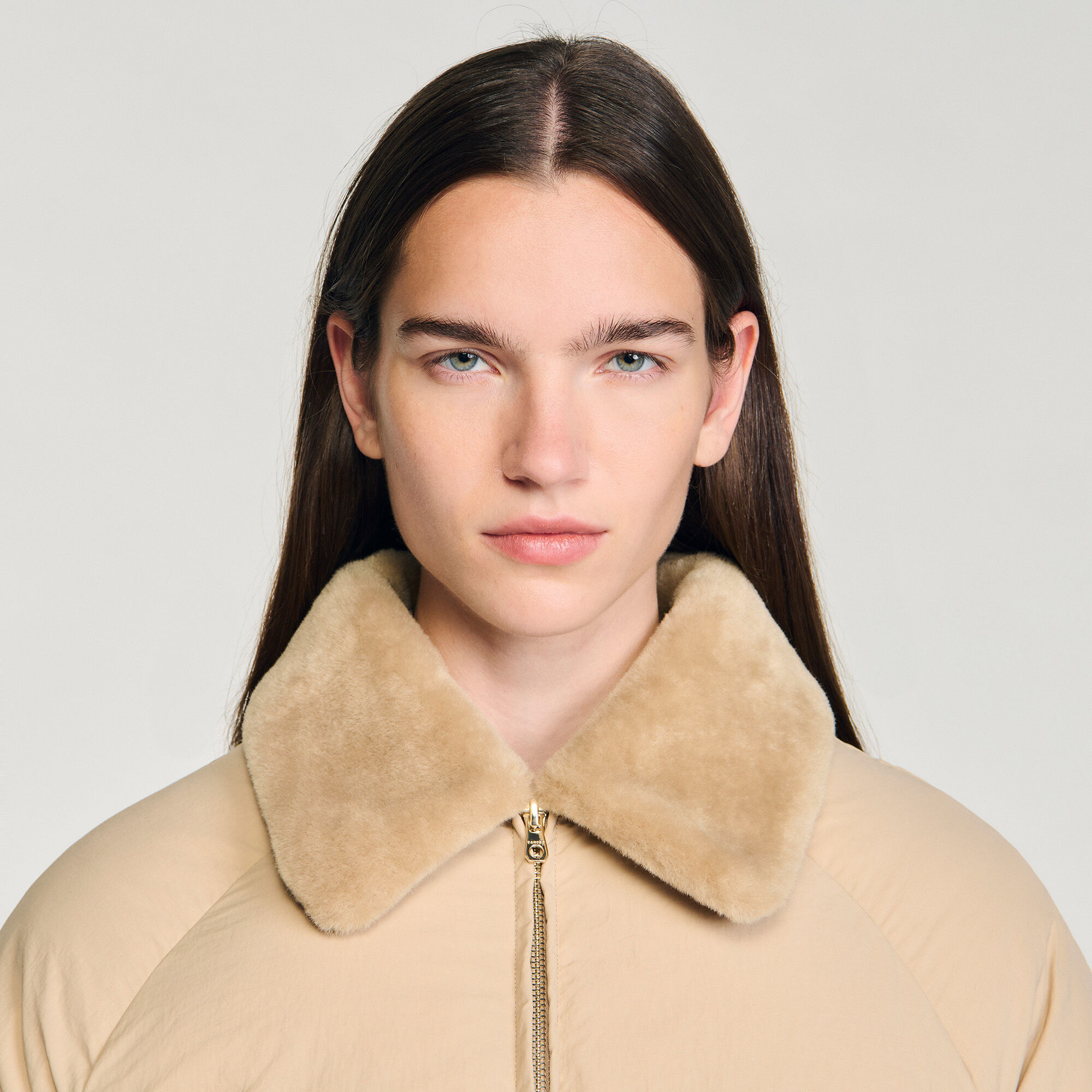 PUFFER JACKET WITH SHEARLING COLLAR - 3