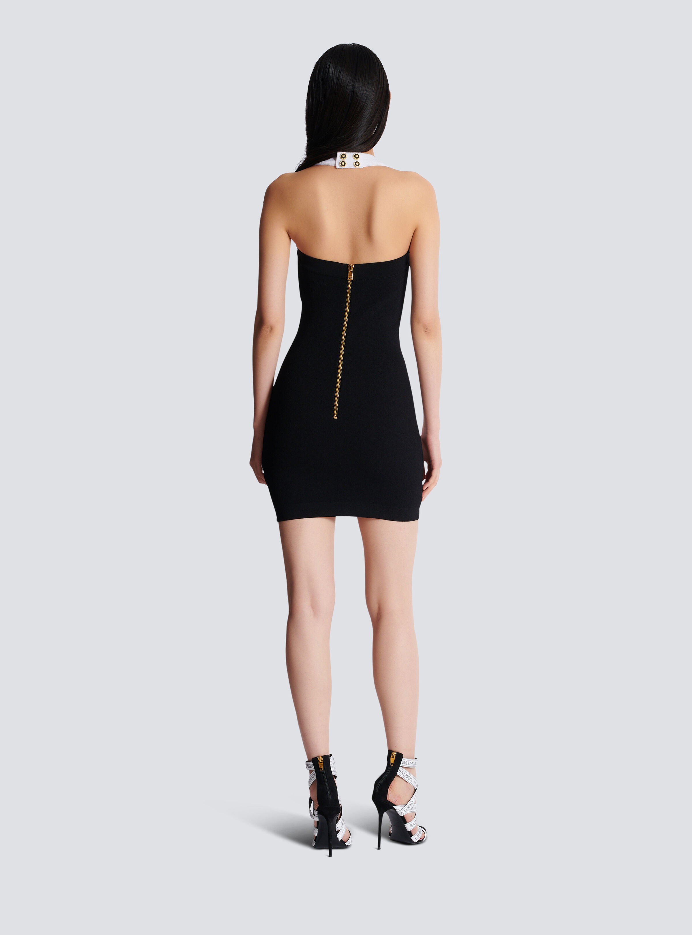 Two-tone halterneck knit dress - 4
