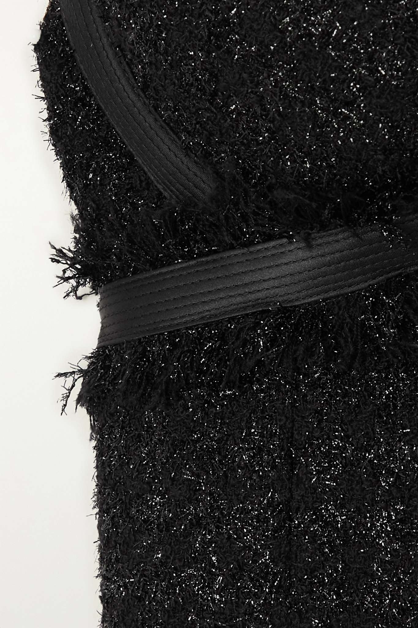 Vichy cropped metallic wool-blend tweed corset top - 4
