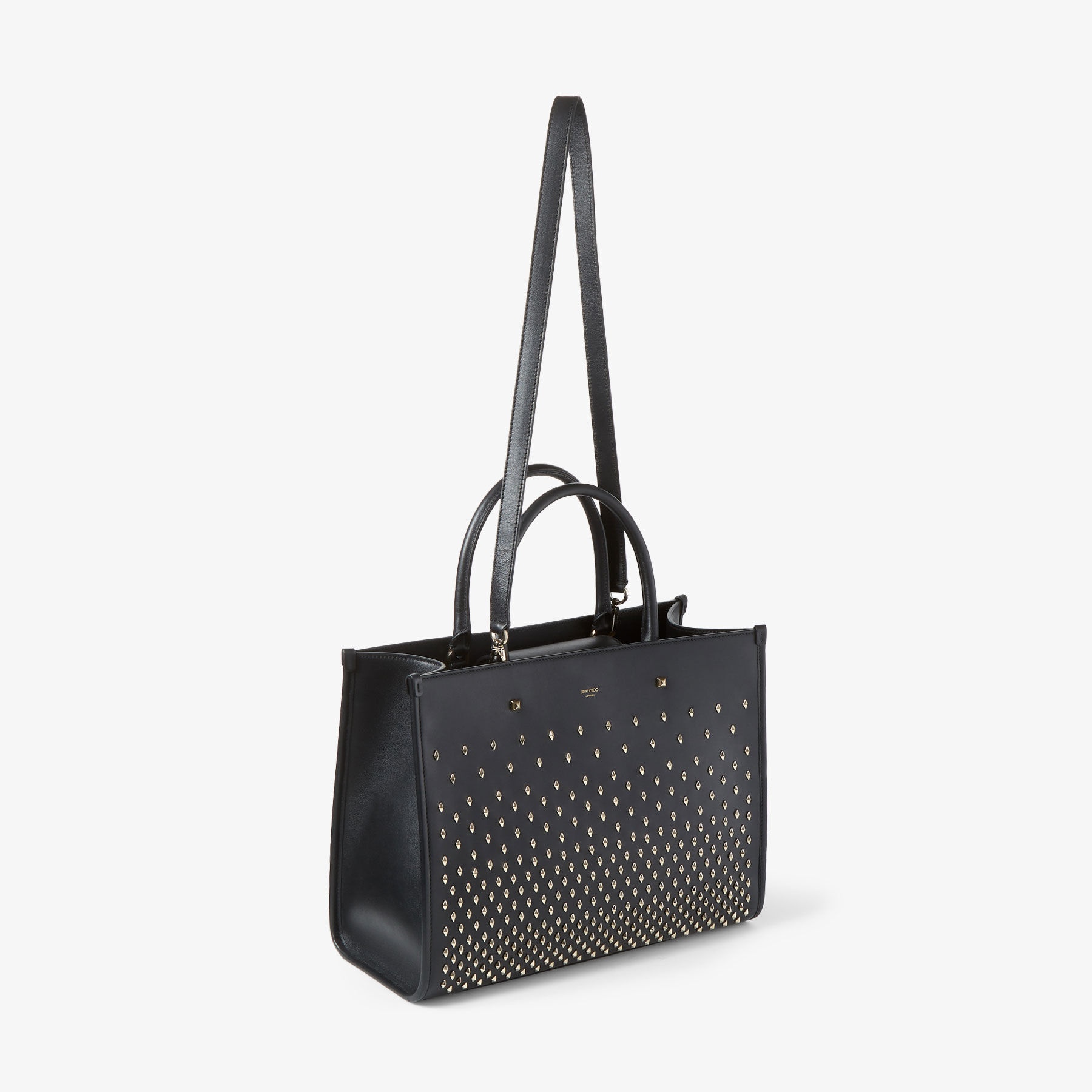 Varenne M Tote
Black Leather Tote Bag with Studs - 5