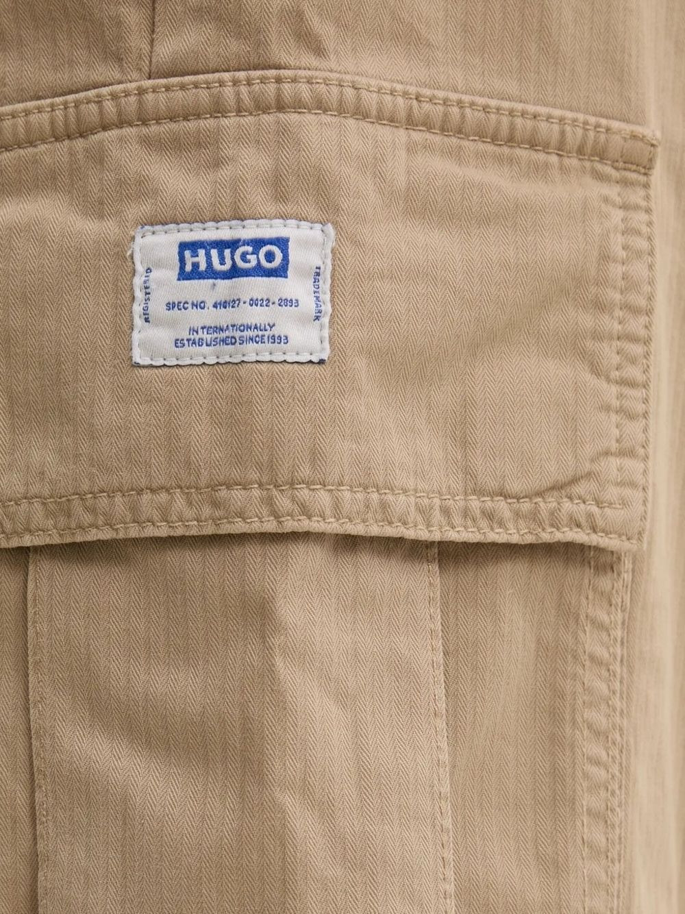 herringbone cargo straight-leg trousers - 3