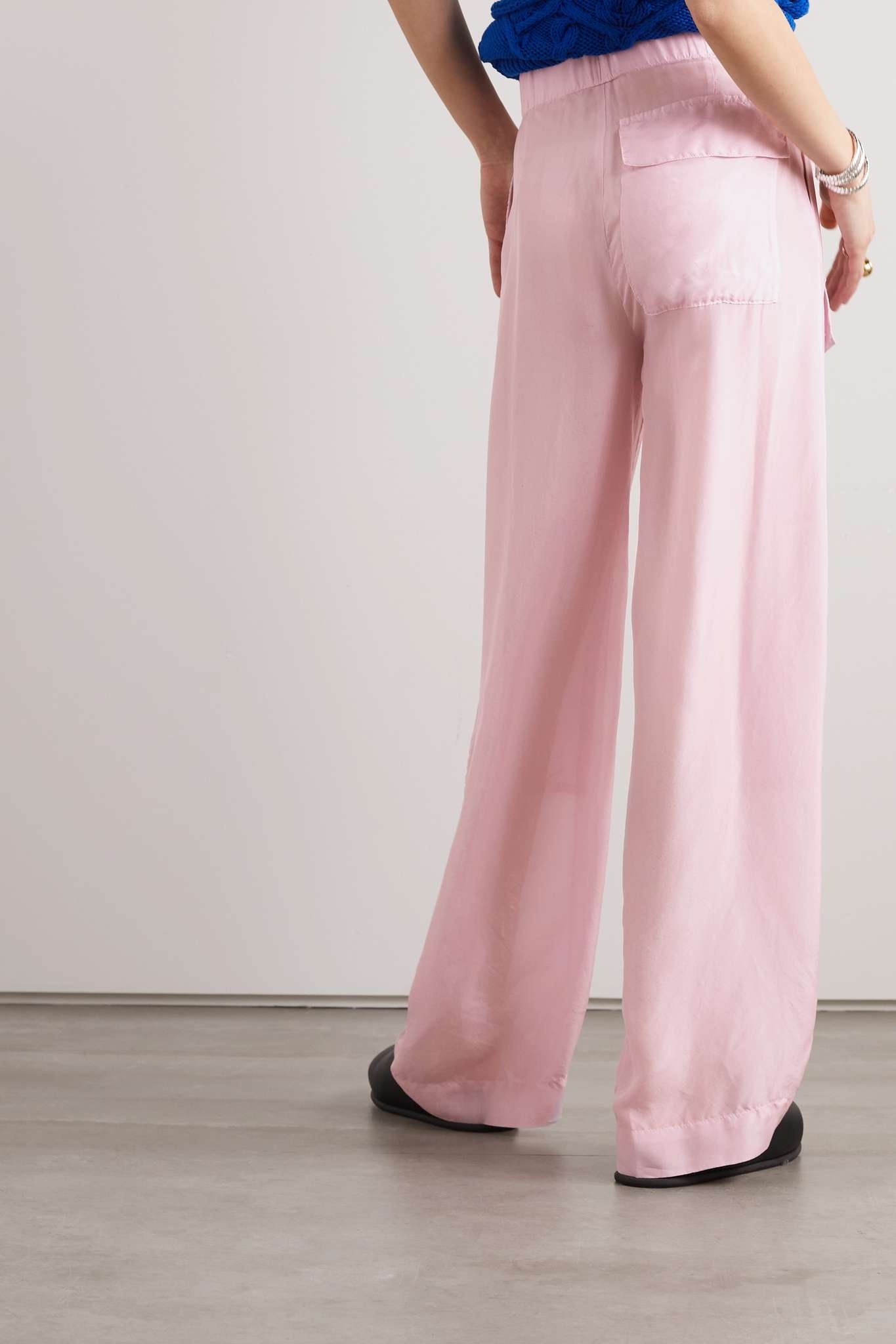 Pleated cotton wide-leg pants in pink - Dries Van Noten