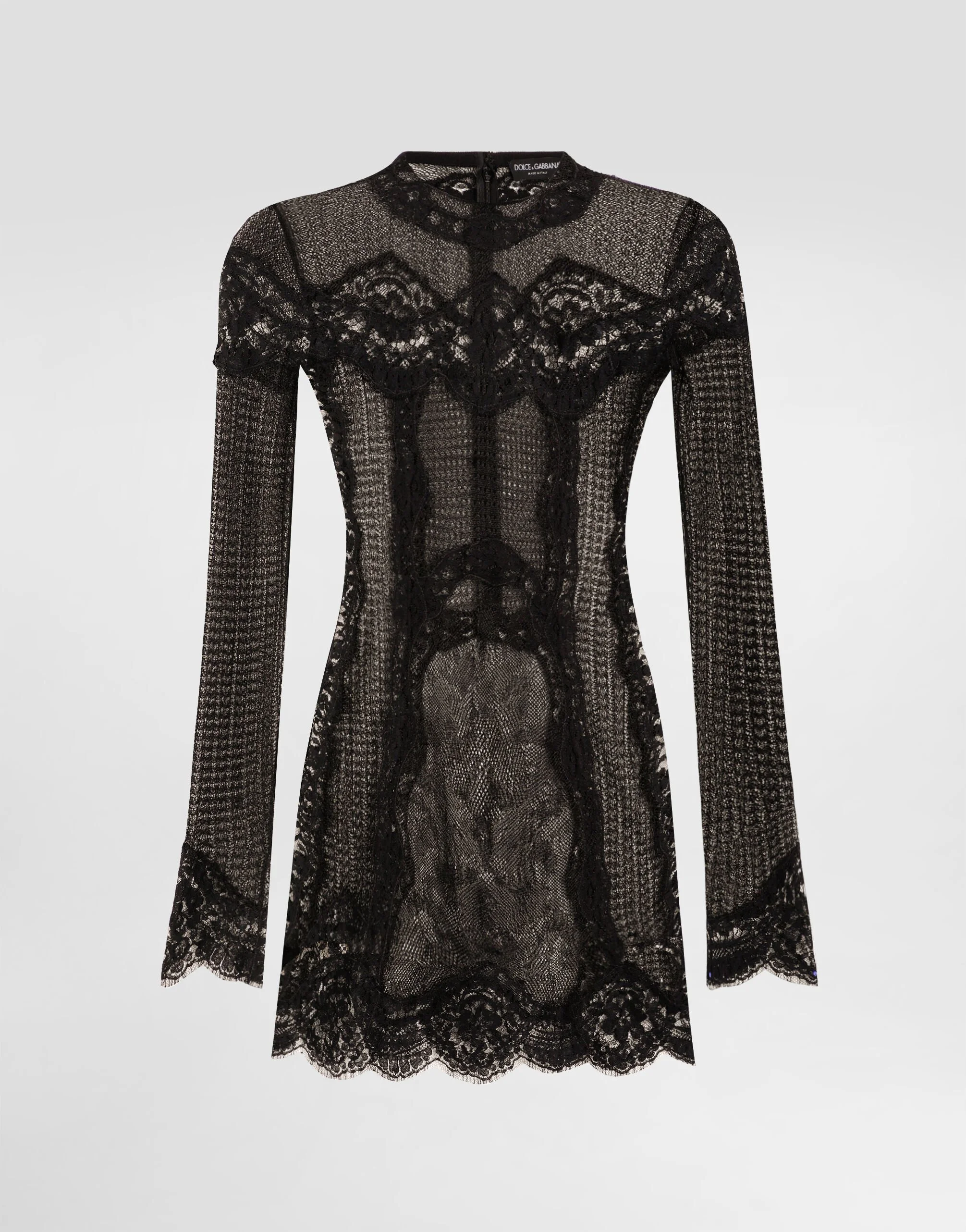 Knitted dress with lace - 1