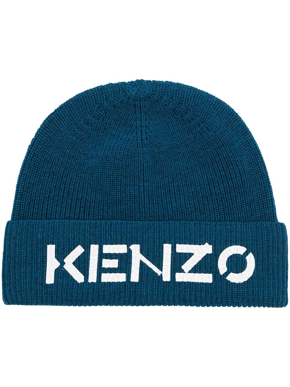 embroidered logo ribbed beanie - 1