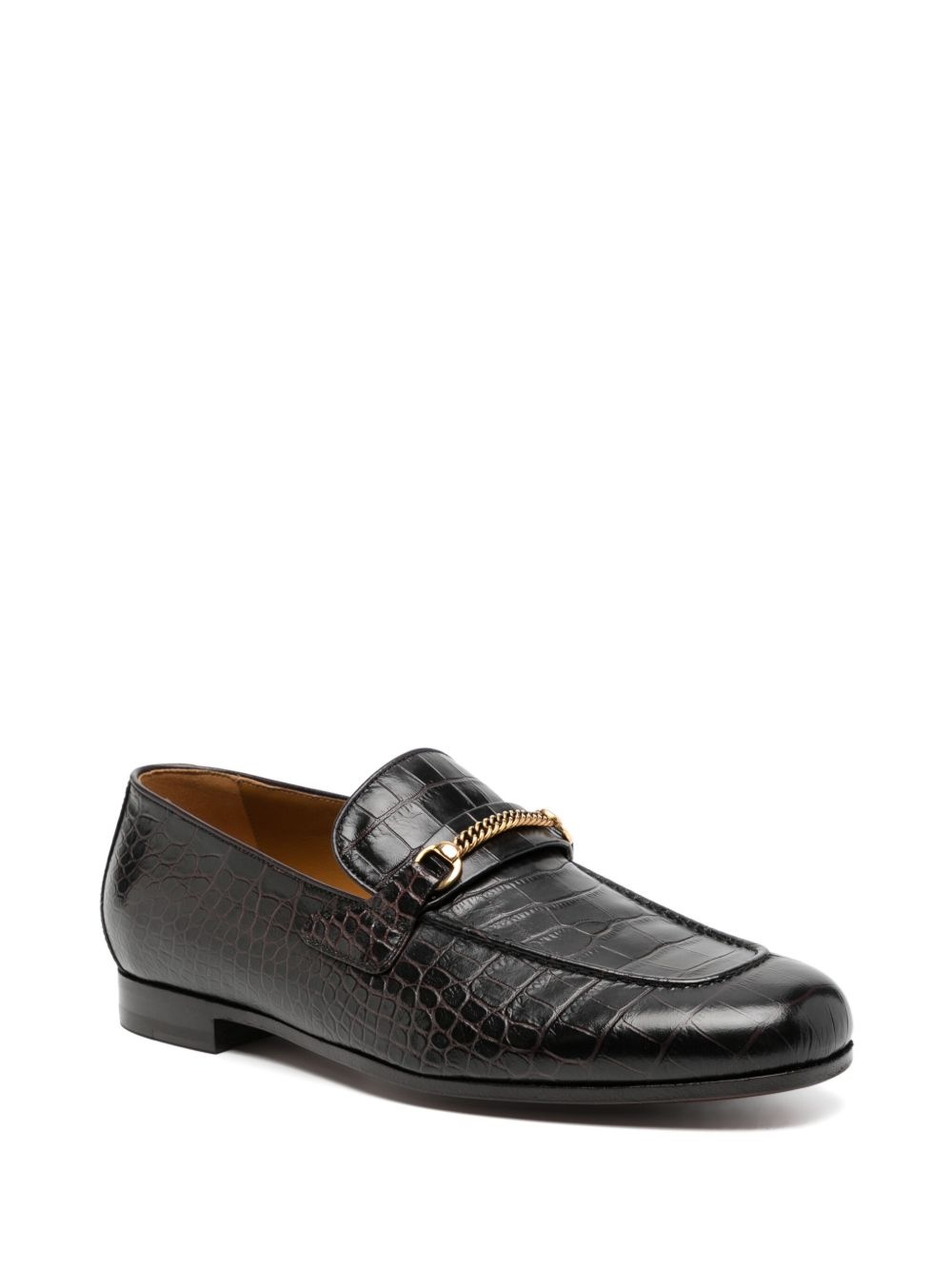 crocodile-embossed leather loafers - 2