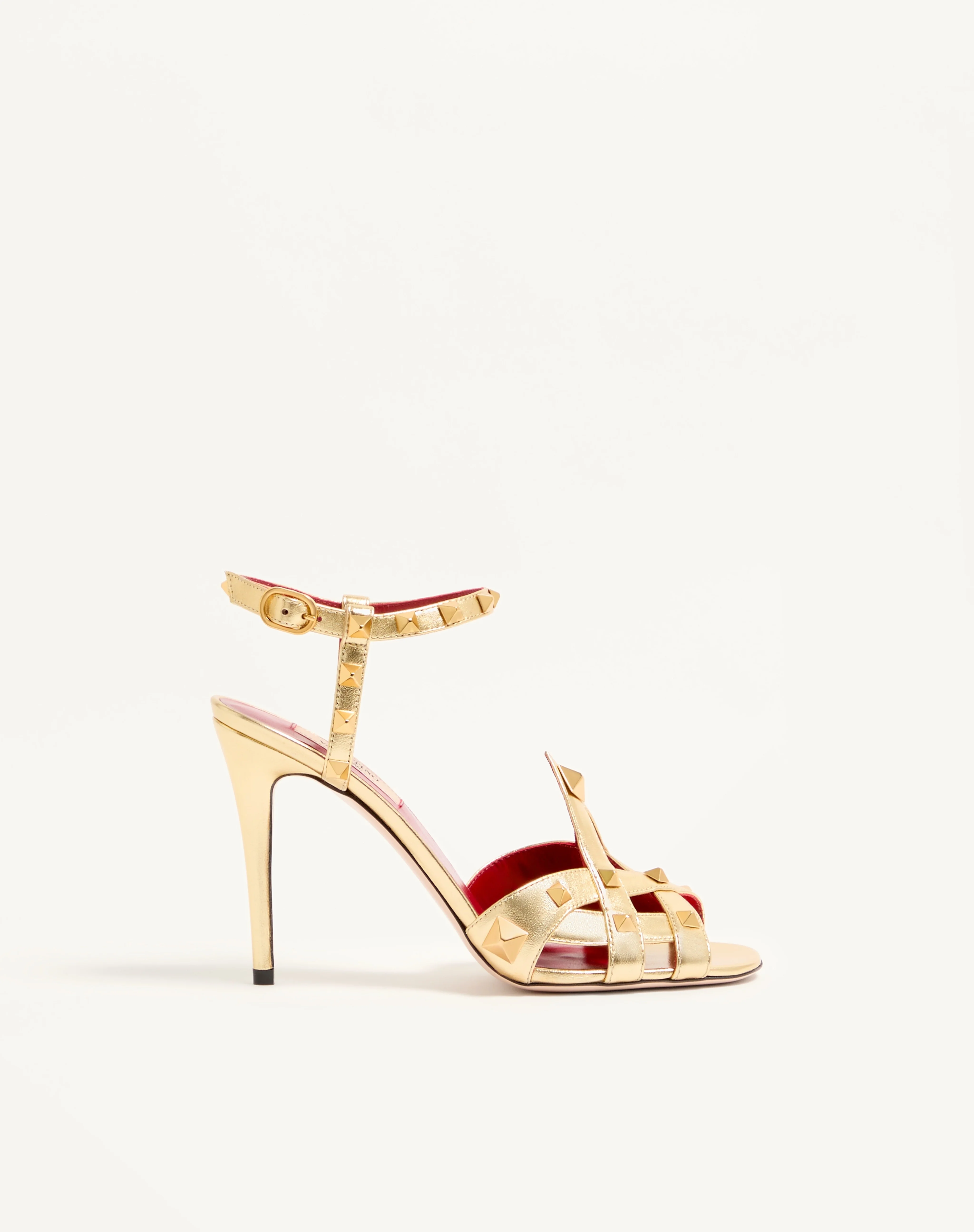 STUDDY SANDAL IN LAMINATED NAPPA 100MM - 1