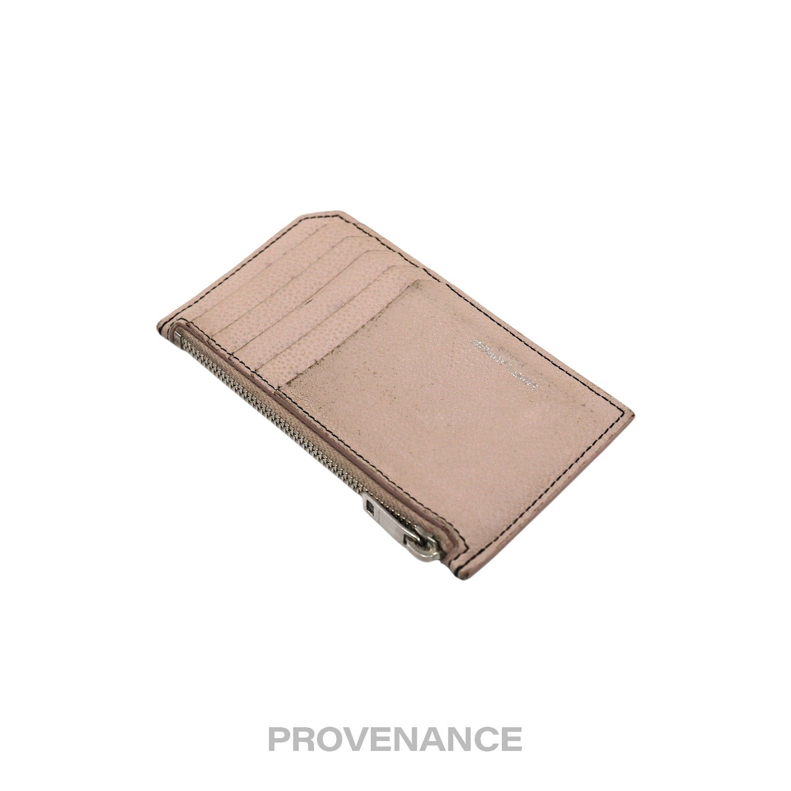 Saint Laurent Paris SLP Fragment Zip Card Wallet - Powder Pink - 5