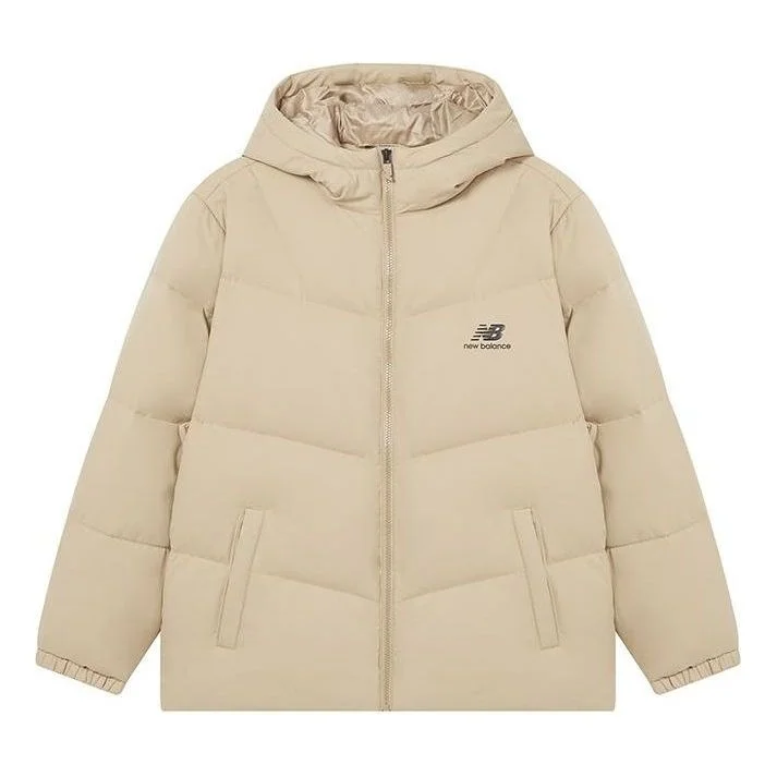 New Balance Logo Print Mid Down Jacket 'Beige' AMJ23342-INC - 1