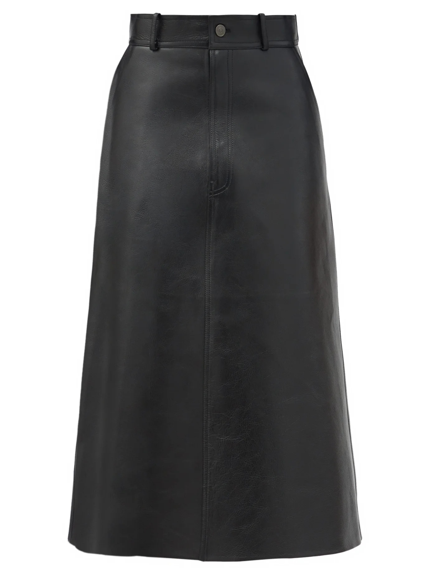 A-line leather midi skirt - 1