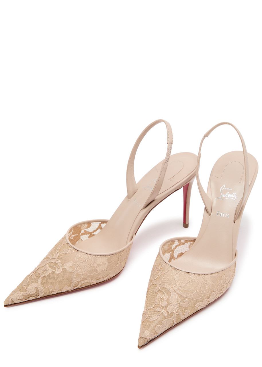 Christian Louboutin Kate Max O Sling Lace 85 Leather Pumps - 3