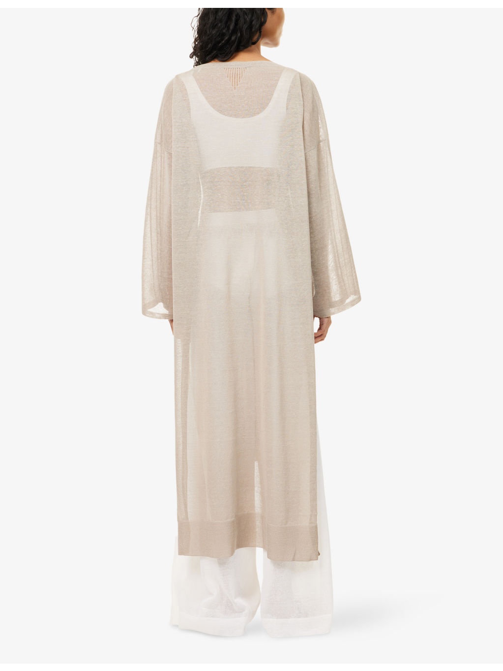 Relaxed-Fit Boat-Neck Linen-And-Silk Midi Kaftan Dress - 4