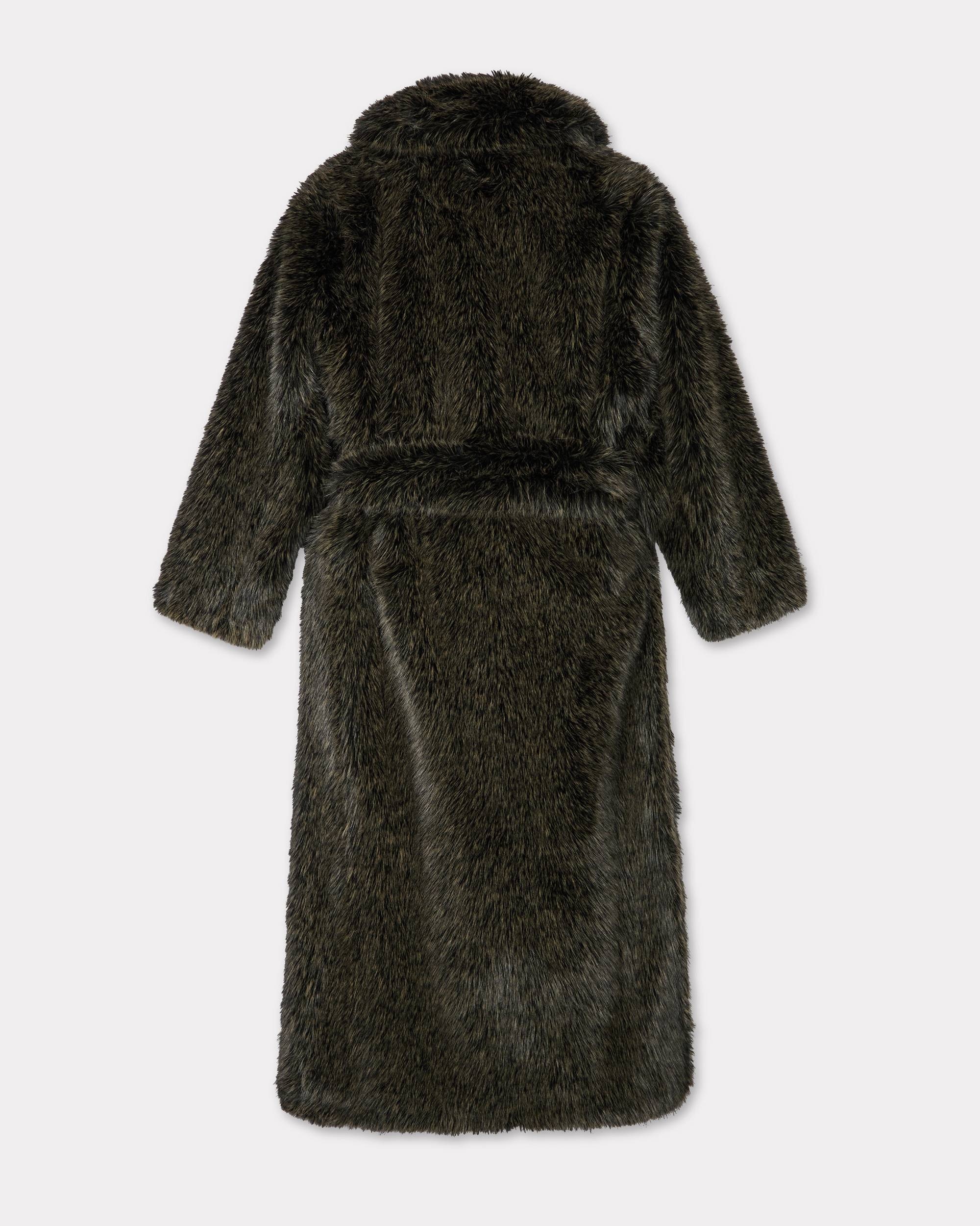 Long fake fur belted coat - 2