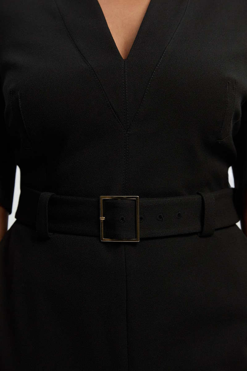 Plus Size Structured Crepe Forever Belted Jumpsuit 3