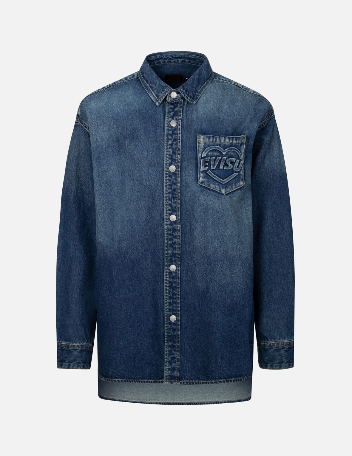 LOGO EMBOSSED POCKET AND MULTI-PRINT BOYFRIEND DENIM SHIRT - 2