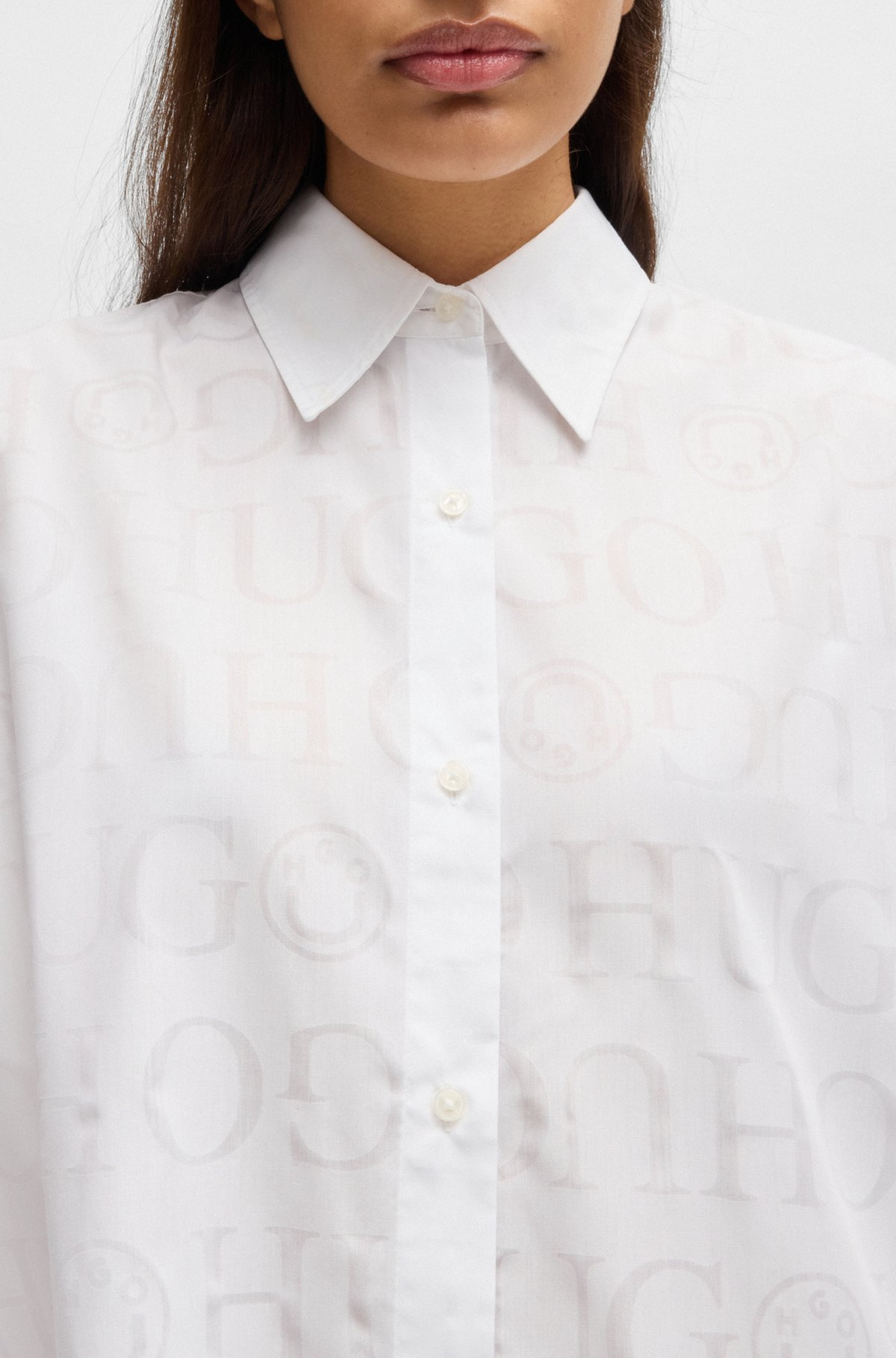 OVERSIZE-FIT BLOUSE WITH DEVORÉ LOGO PRINT - 4
