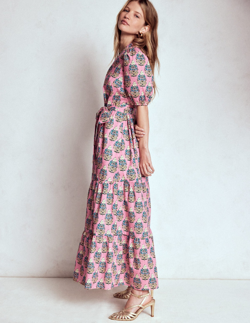 Christabel Cotton Midi Dress-Pink, Wildflower Bouquet 6