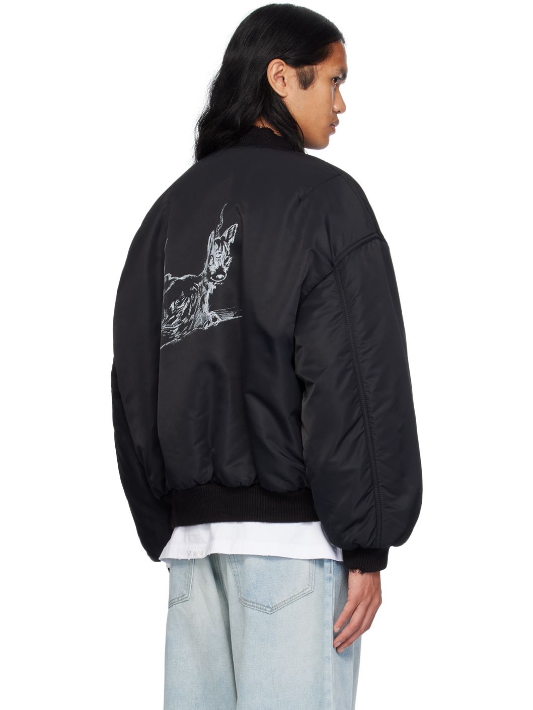 Black Destroyed Bomber Jacket - 3