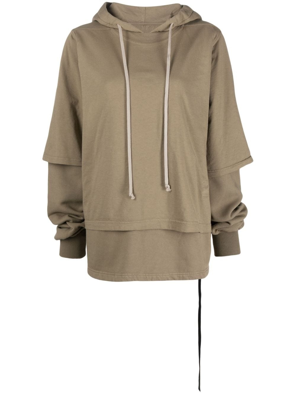 layered-design cotton hoodie - 1