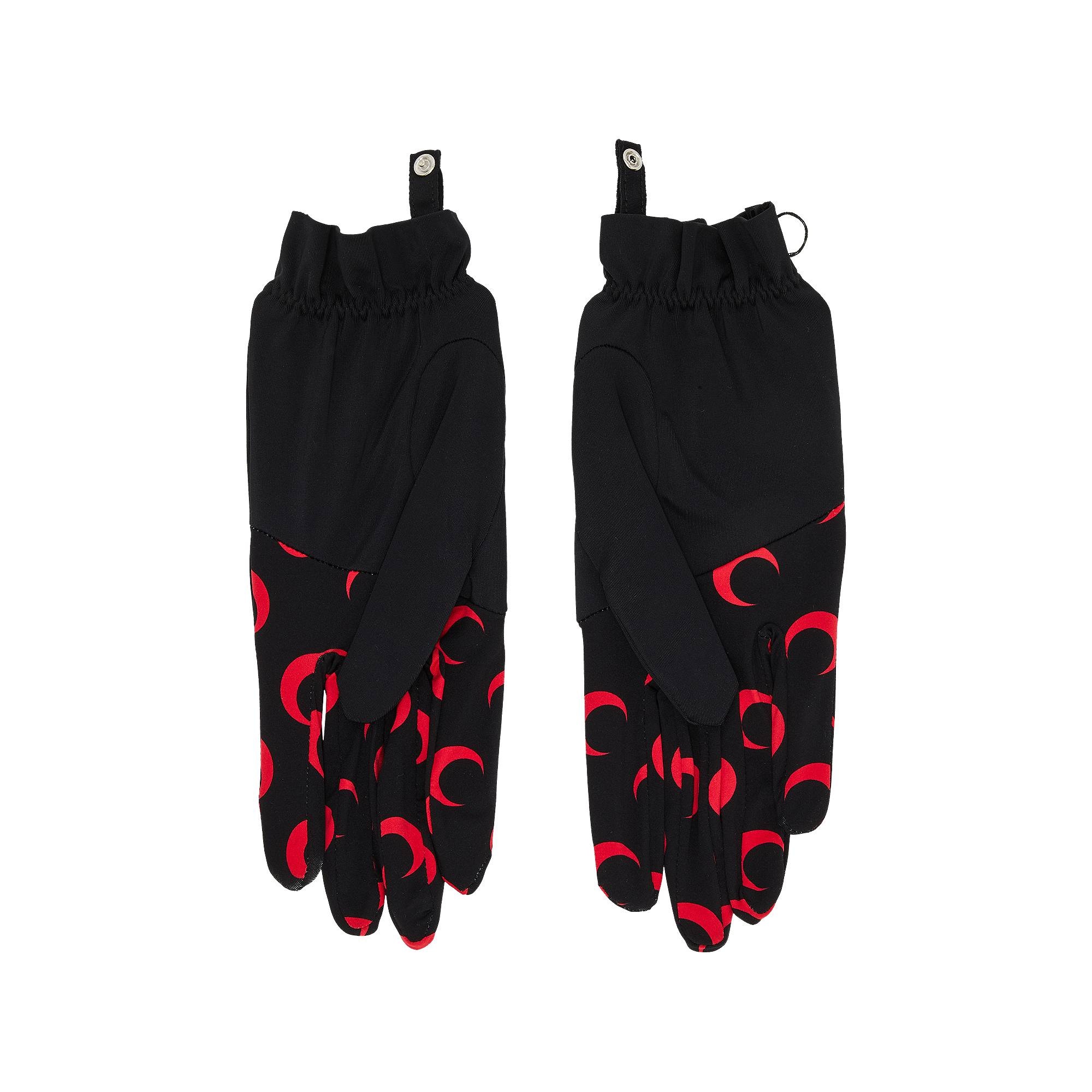 Marine Serre Color Block Moon Logo Print Gloves 'Black/Red' - 2