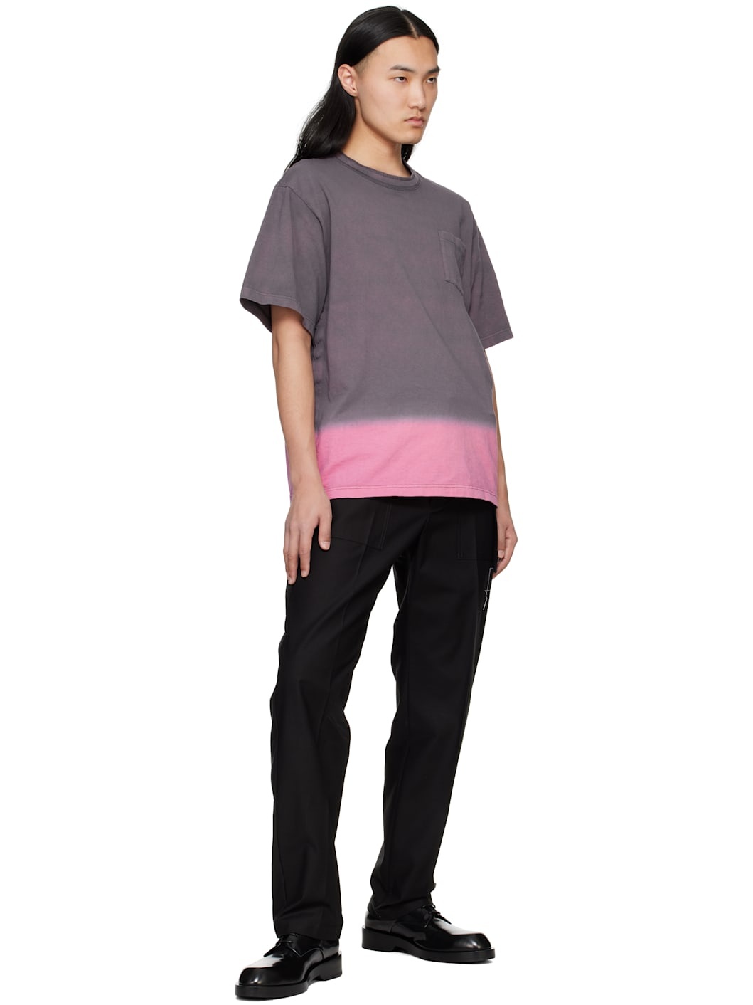 Gray & Pink Garment Dye Cotton Jersey T-shirt - 4