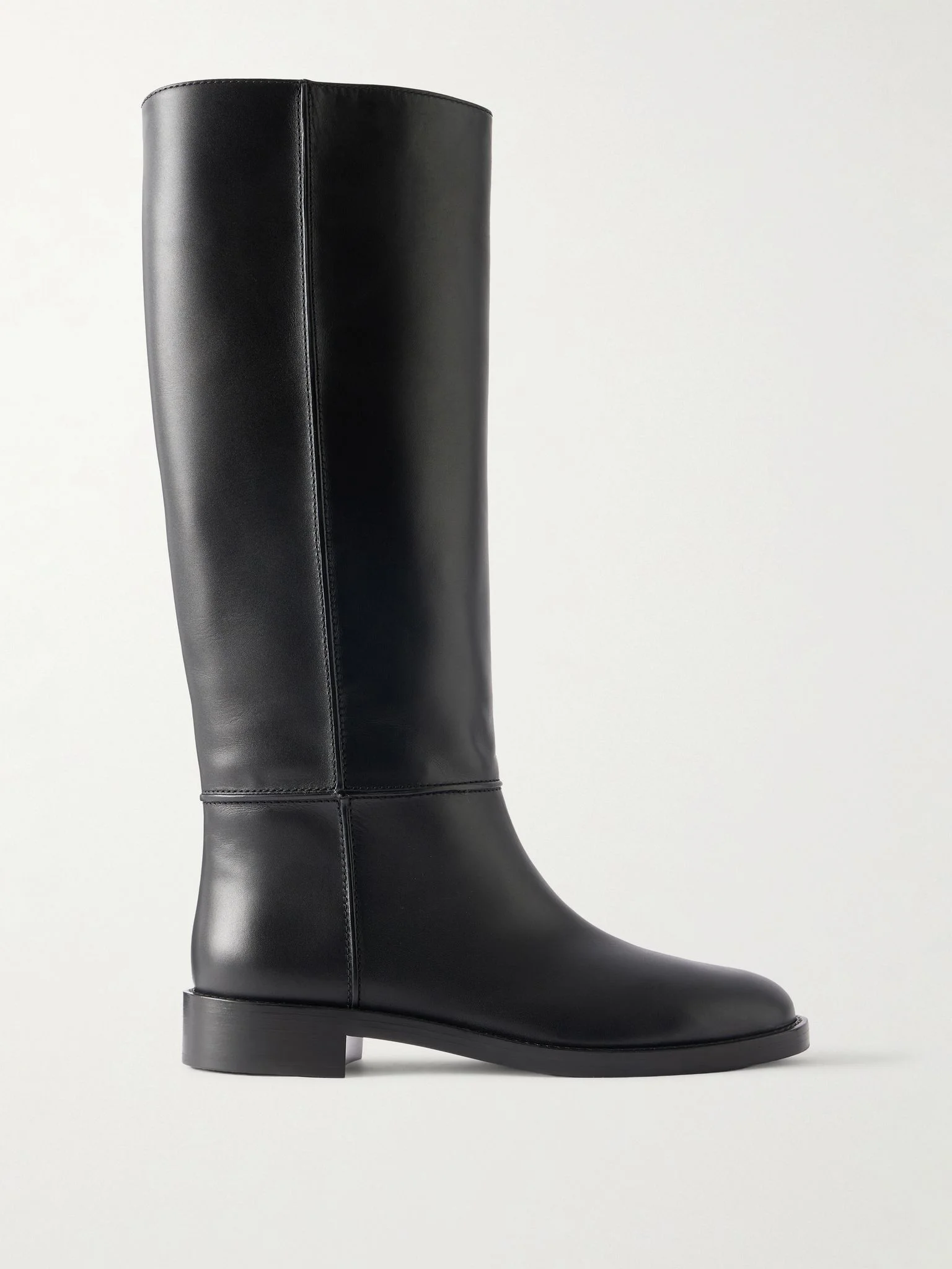 Étrier Flat leather knee boots Black - 1