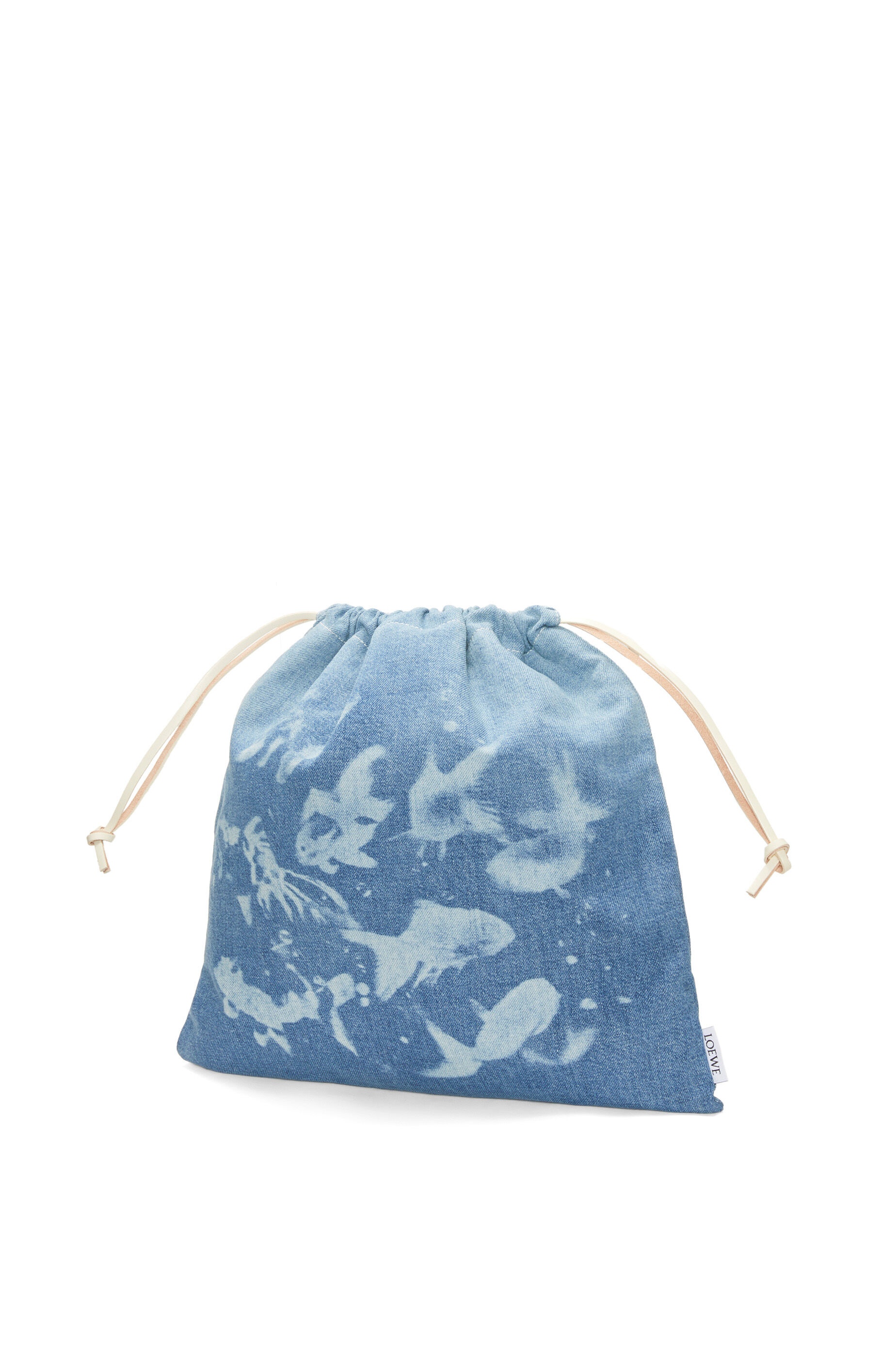 Fish drawstring pouch in denim - 2