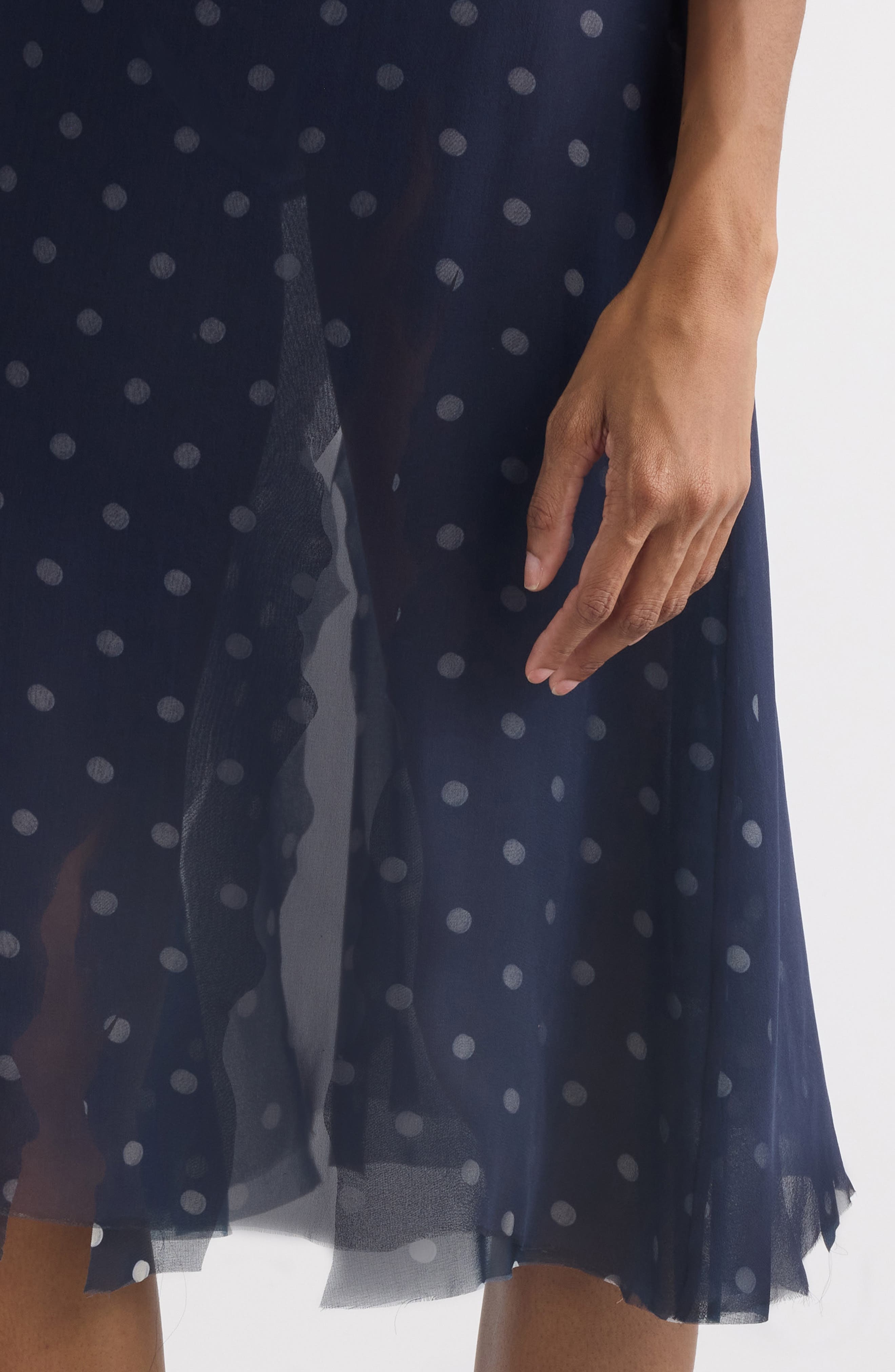 Acne Studios Iranee Polka Dot Georgette Skirt in Navy/White at Nordstrom - 4