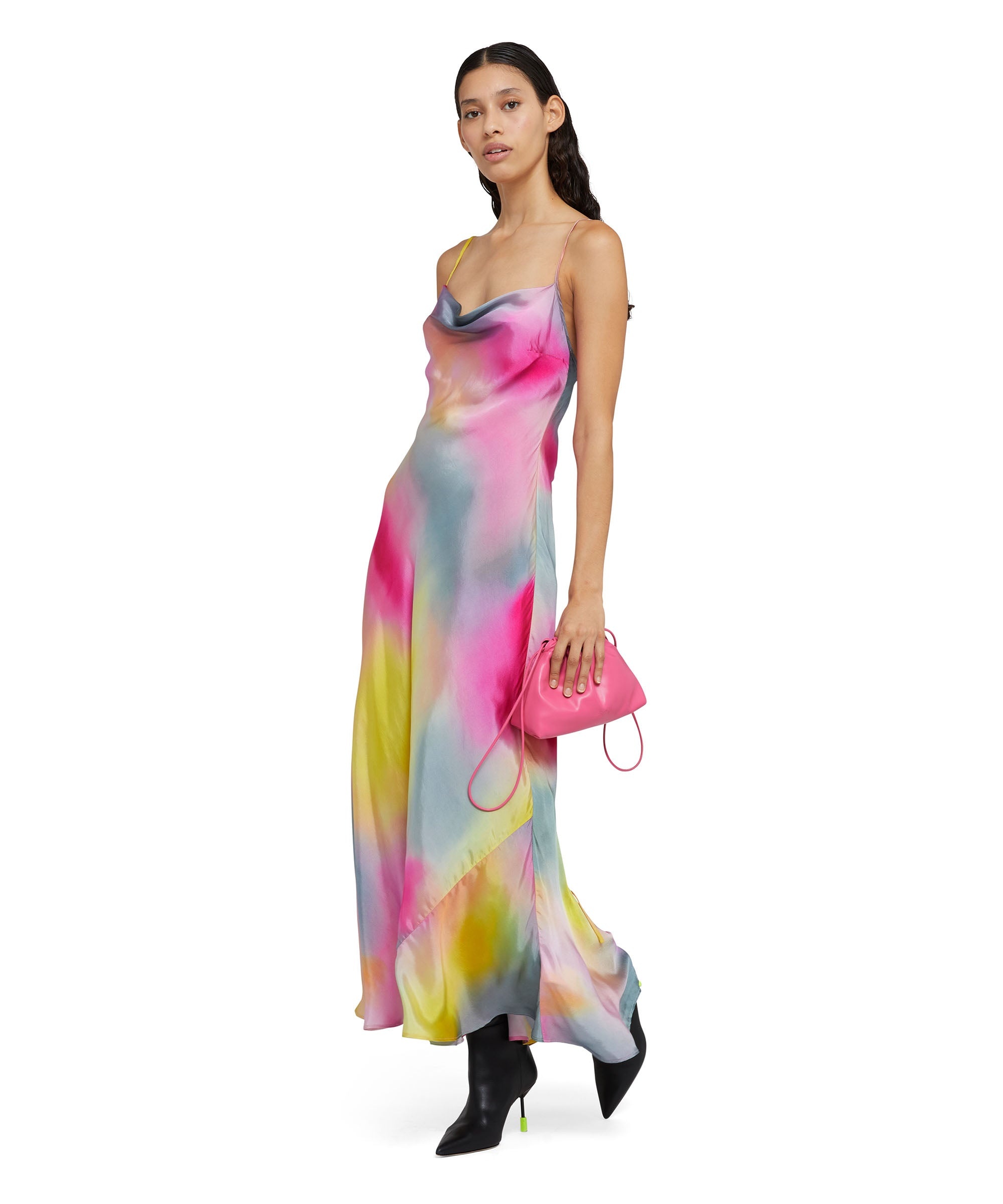 Viscose and twill long dress with "Tie Dye" print - 2