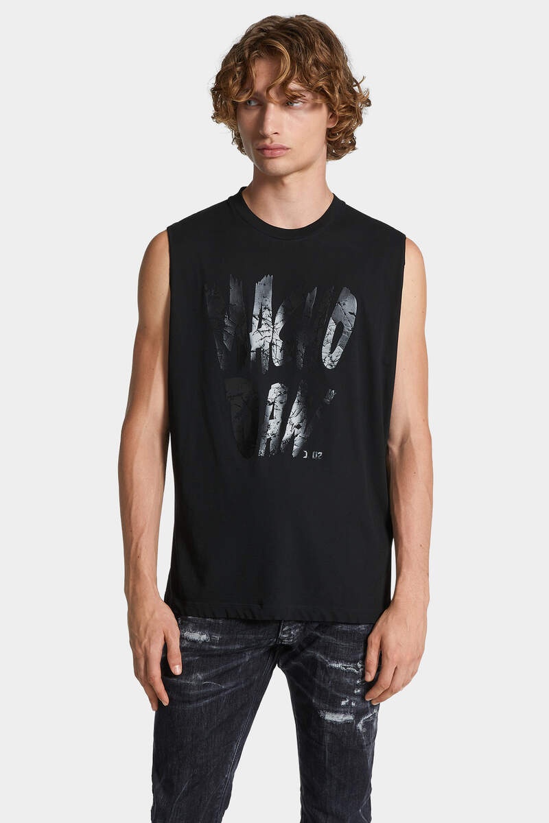 BLACK PRESSATO CIGARETTE FIT SLEEVELESS T-SHIRT - 3