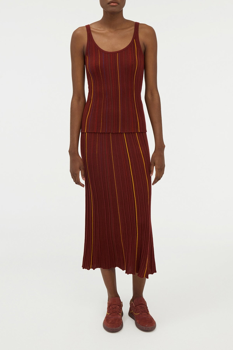 GABRIELA HEARST Yara Pinstripe Knit Tank Top in Burnt Sienna Merino Wool outlook