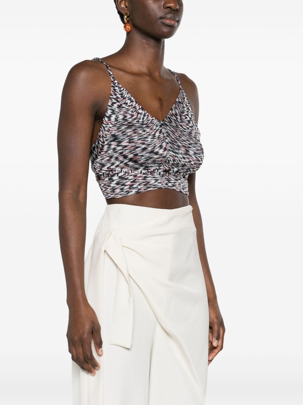 tied-around cropped top - 3
