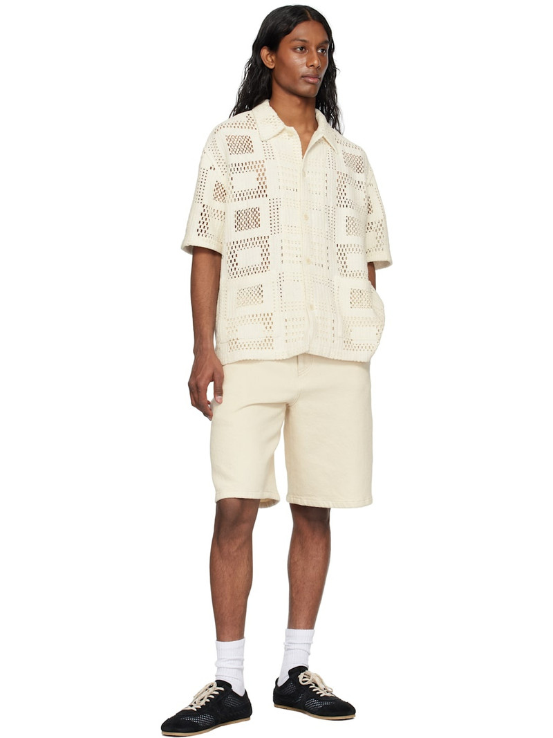 SOLID HOMME Off-White Open-Knit Shirt outlook