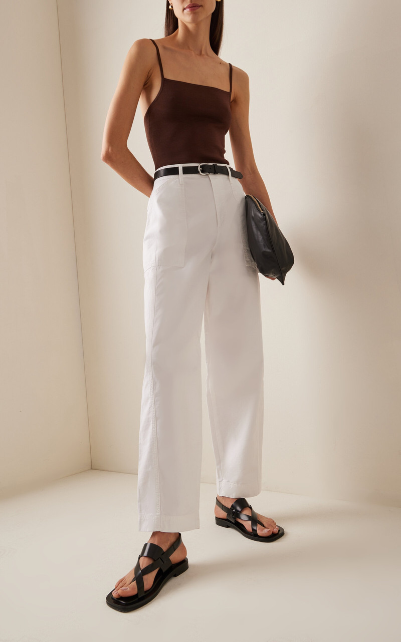 MATTEAU Relaxed Cotton Cargo Pants white outlook