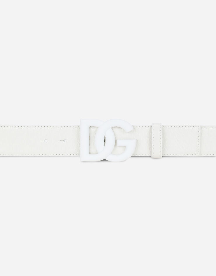 Matte nappa leather belt with crossover DG logo buckle - 3