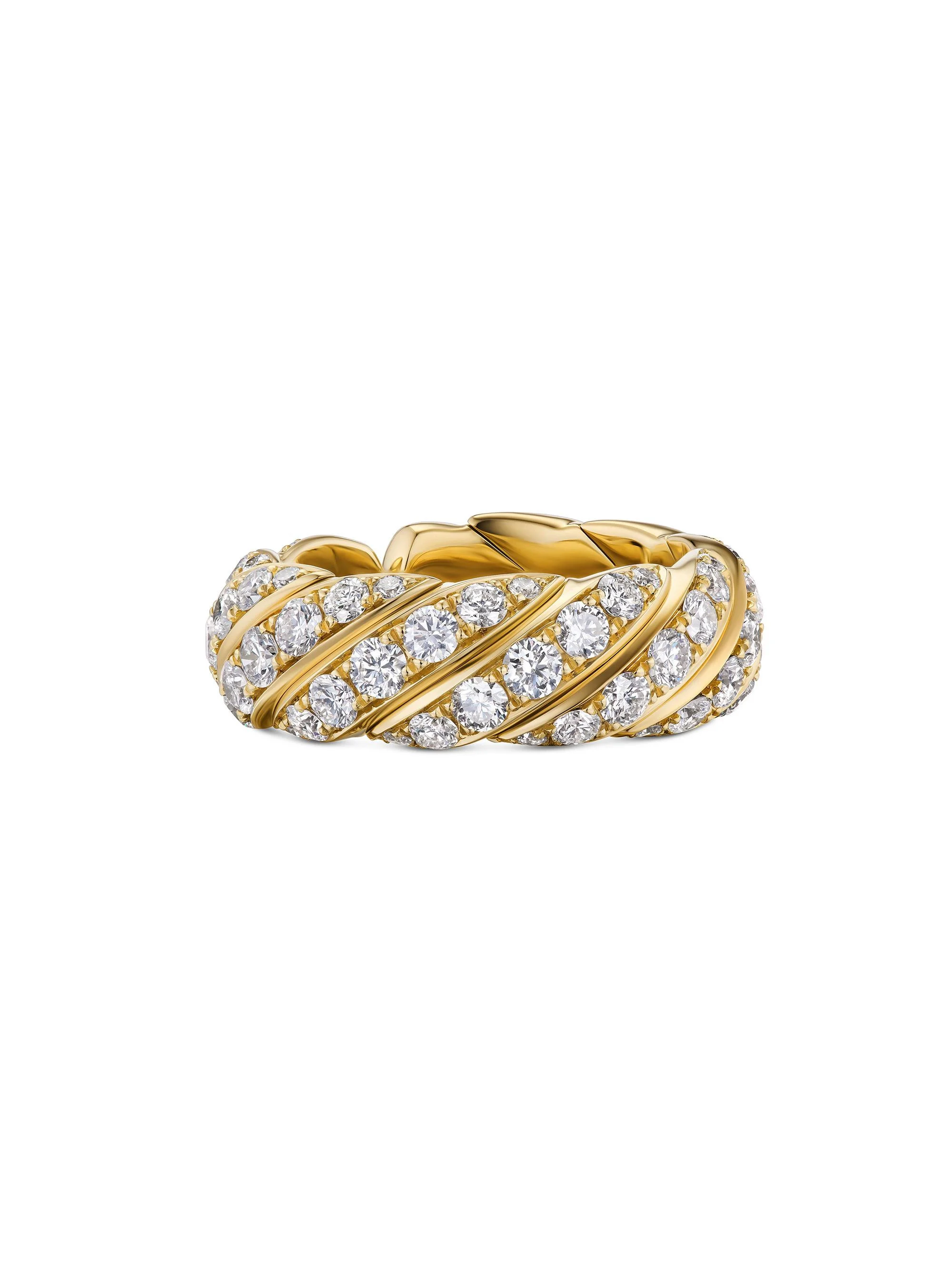Women's Sculpted Cable Flex Band Ring in 18K Yellow Gold - Diamond - 1