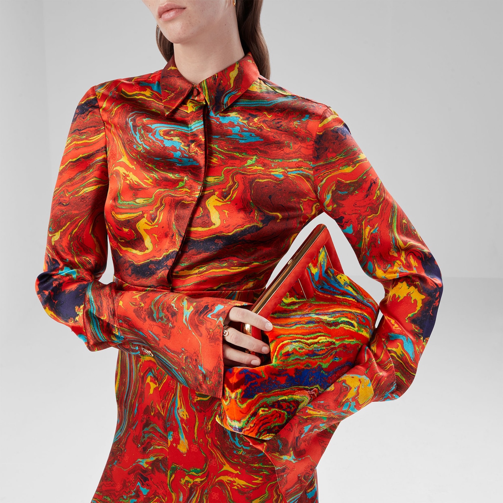 Red marble fabric bag - 6