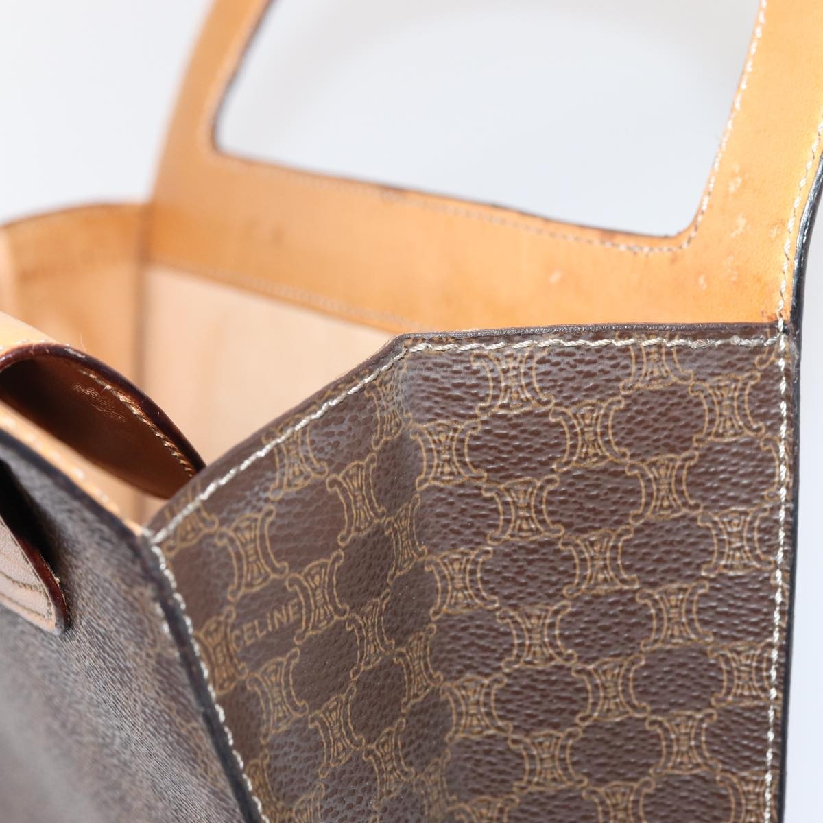 CELINE Macadam Canvas Hand Bag Pvc Leather Brown - 10