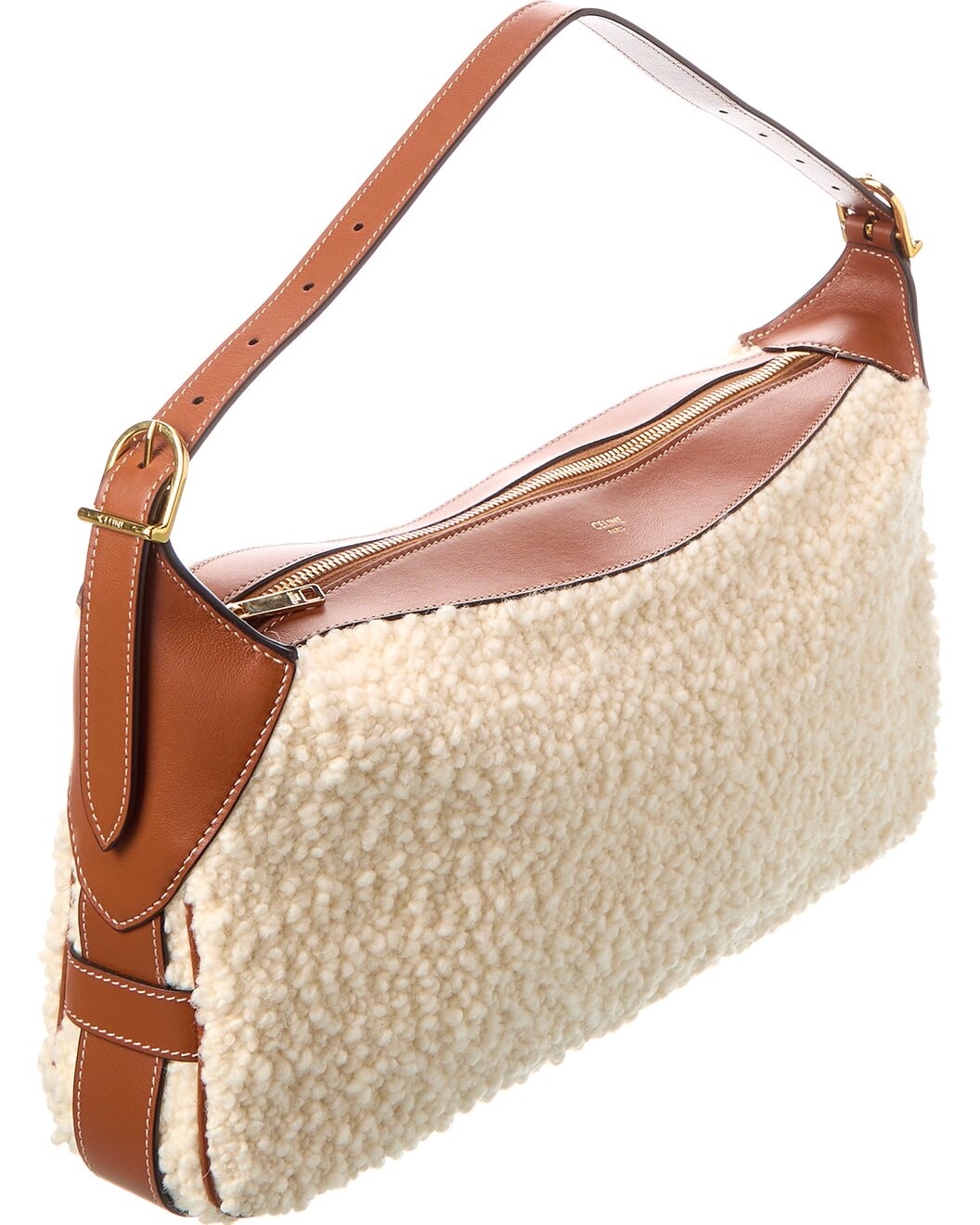 CELINE Romy Medium Shearling & Leather Hobo Bag - 3