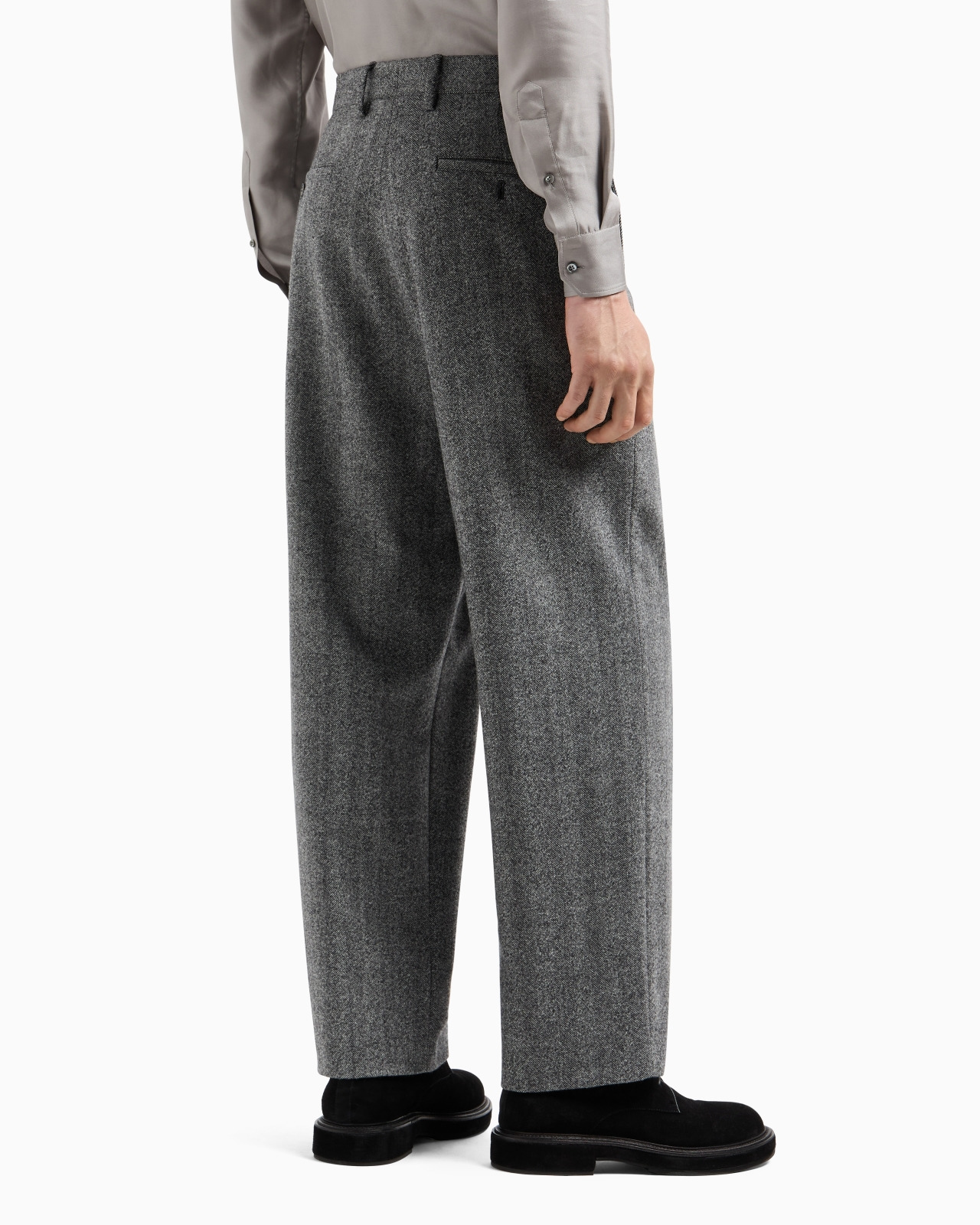 CHEVRON JACQUARD VIRGIN WOOL FLAT-FRONT TROUSERS - 3