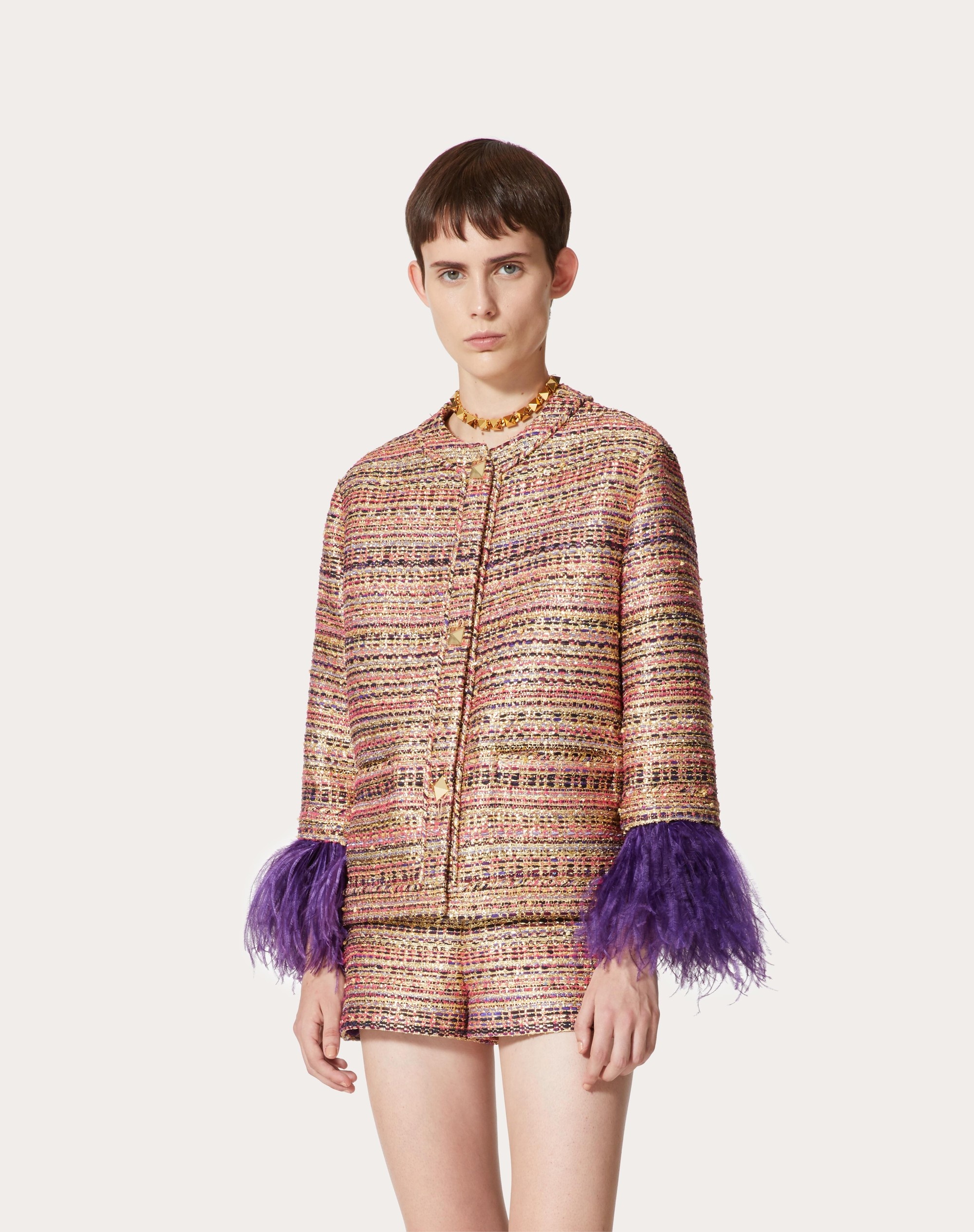 TWEED PARTY JACKET WITH FEATHERS - 3