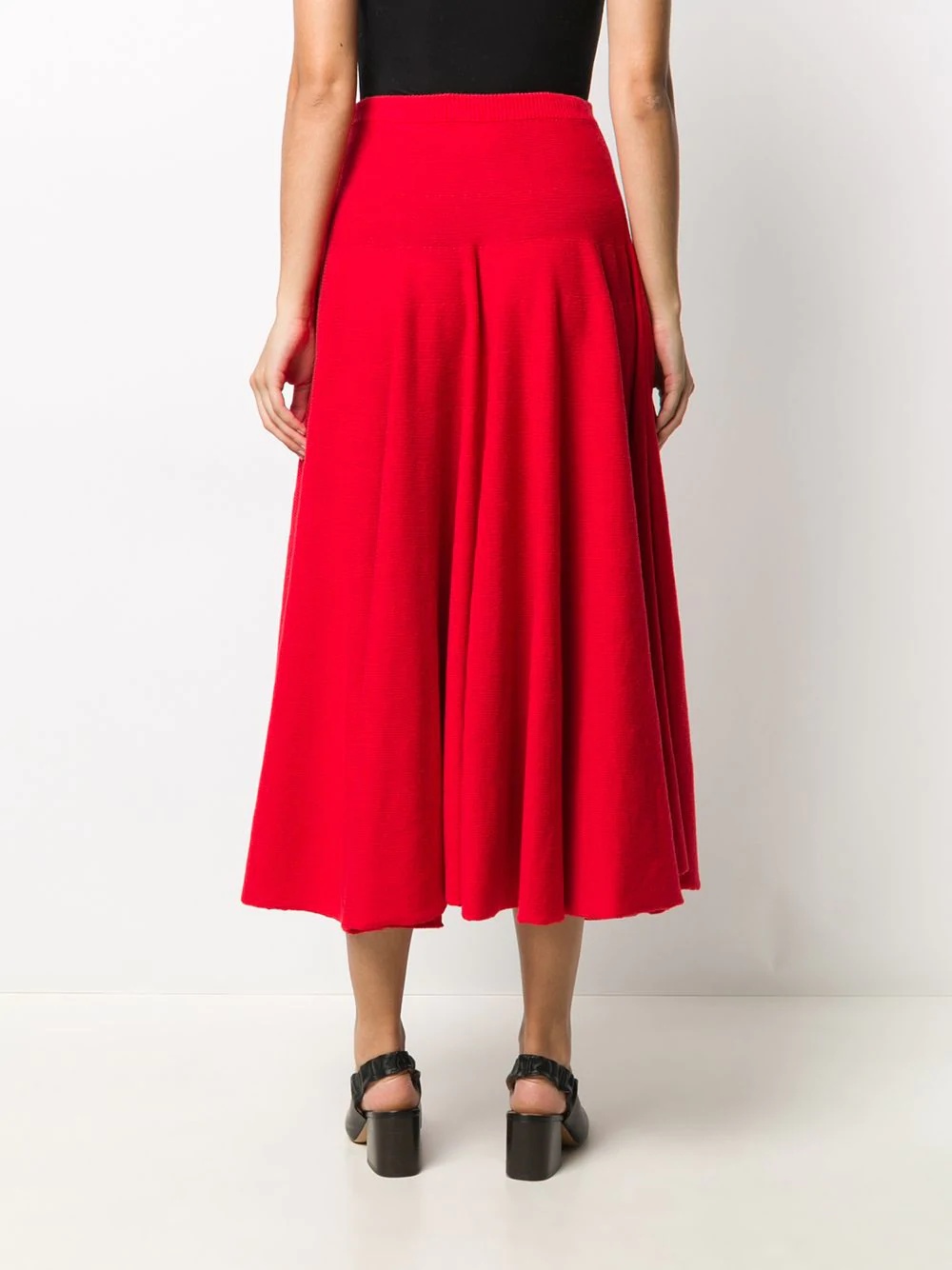 ribbed knit mid-length skirt - 4