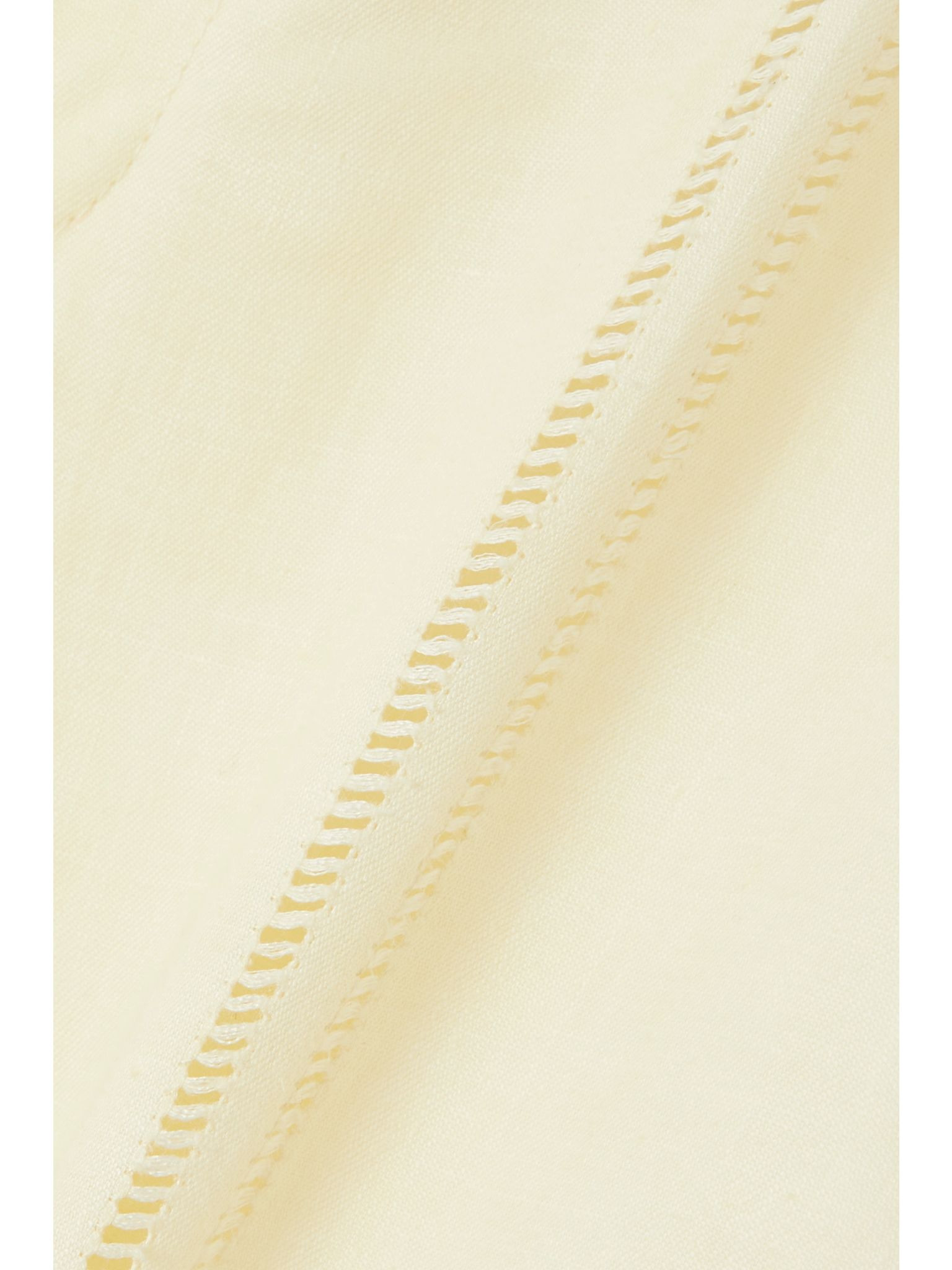 Embroidered linen straight-leg pants Cream - 5