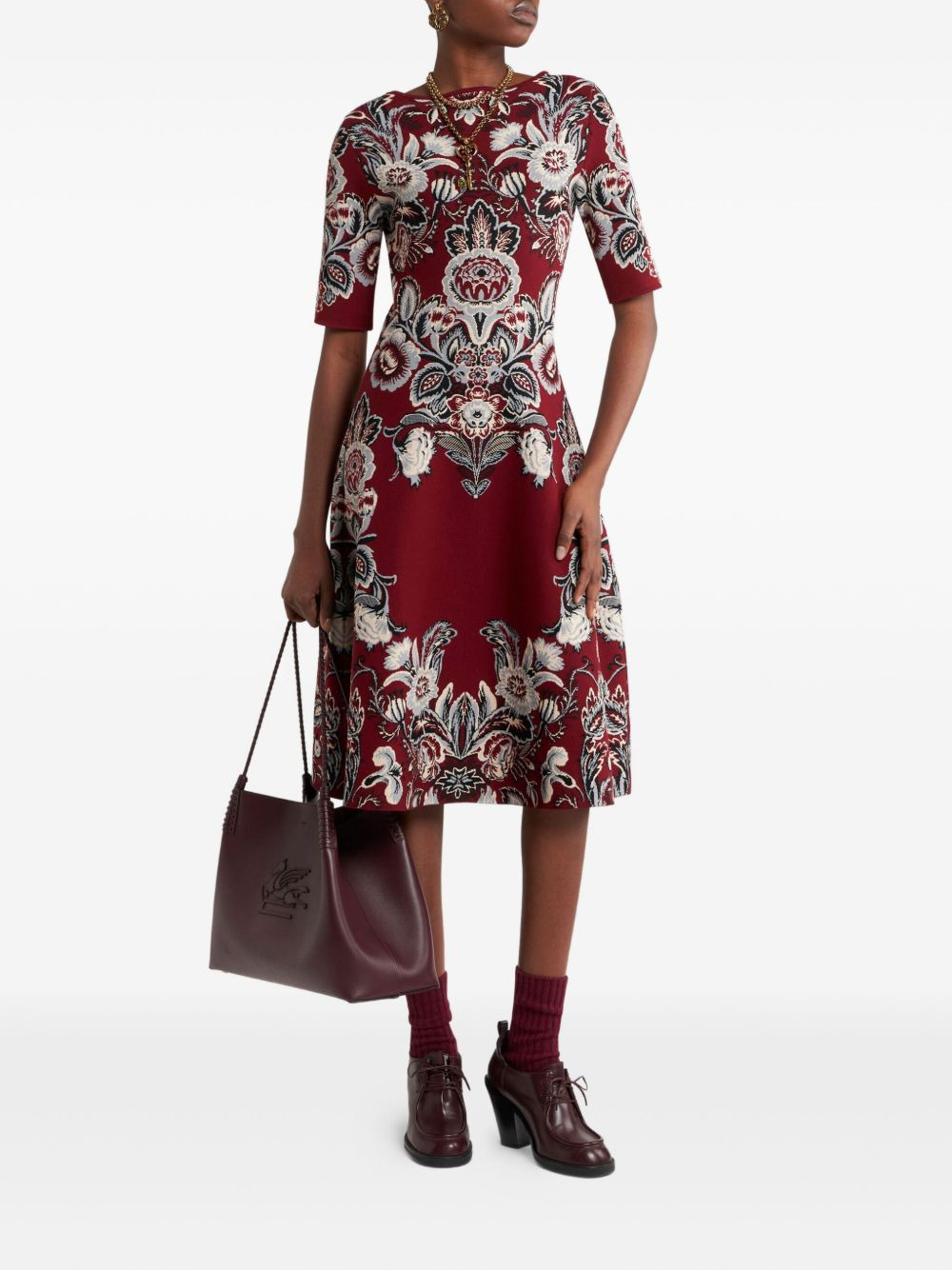 jacquard floral midi dress - 2