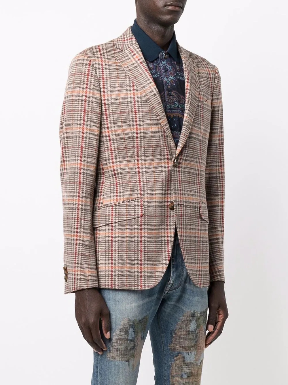 plaid-check blazer - 3