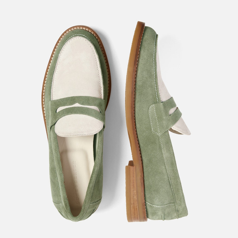 Wilde Sage + White Suede Penny Loafer - Men's 5