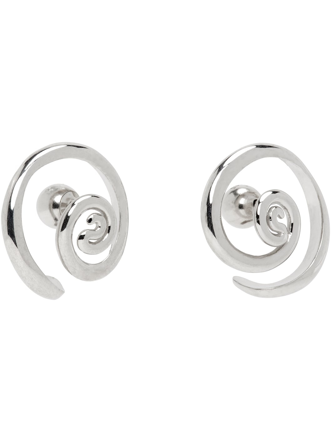 Silver Vortice Huggie Earrings - 2