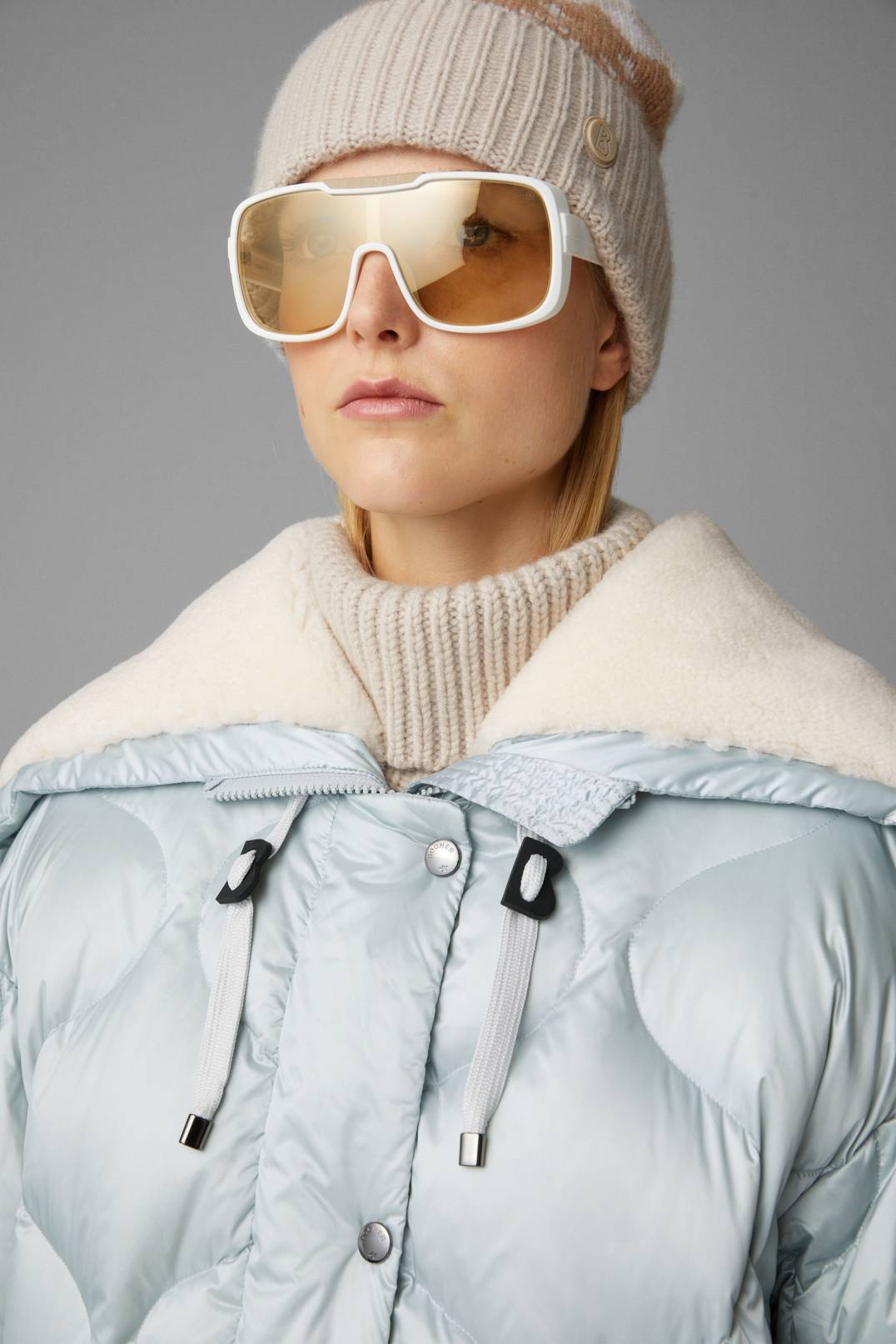 VALLY LAMBSKIN DOWN COAT IN ICE BLUE - 7
